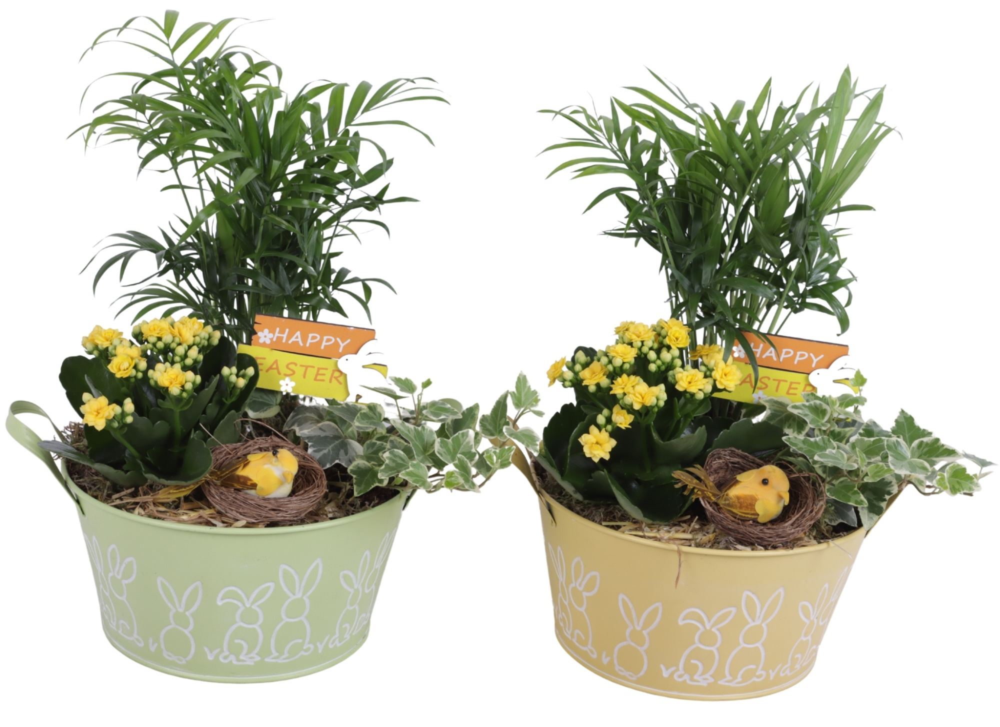 Easter Arr. Indoor Zinc Pot Round Bunny Relief Ø21cm 3PP, D 21