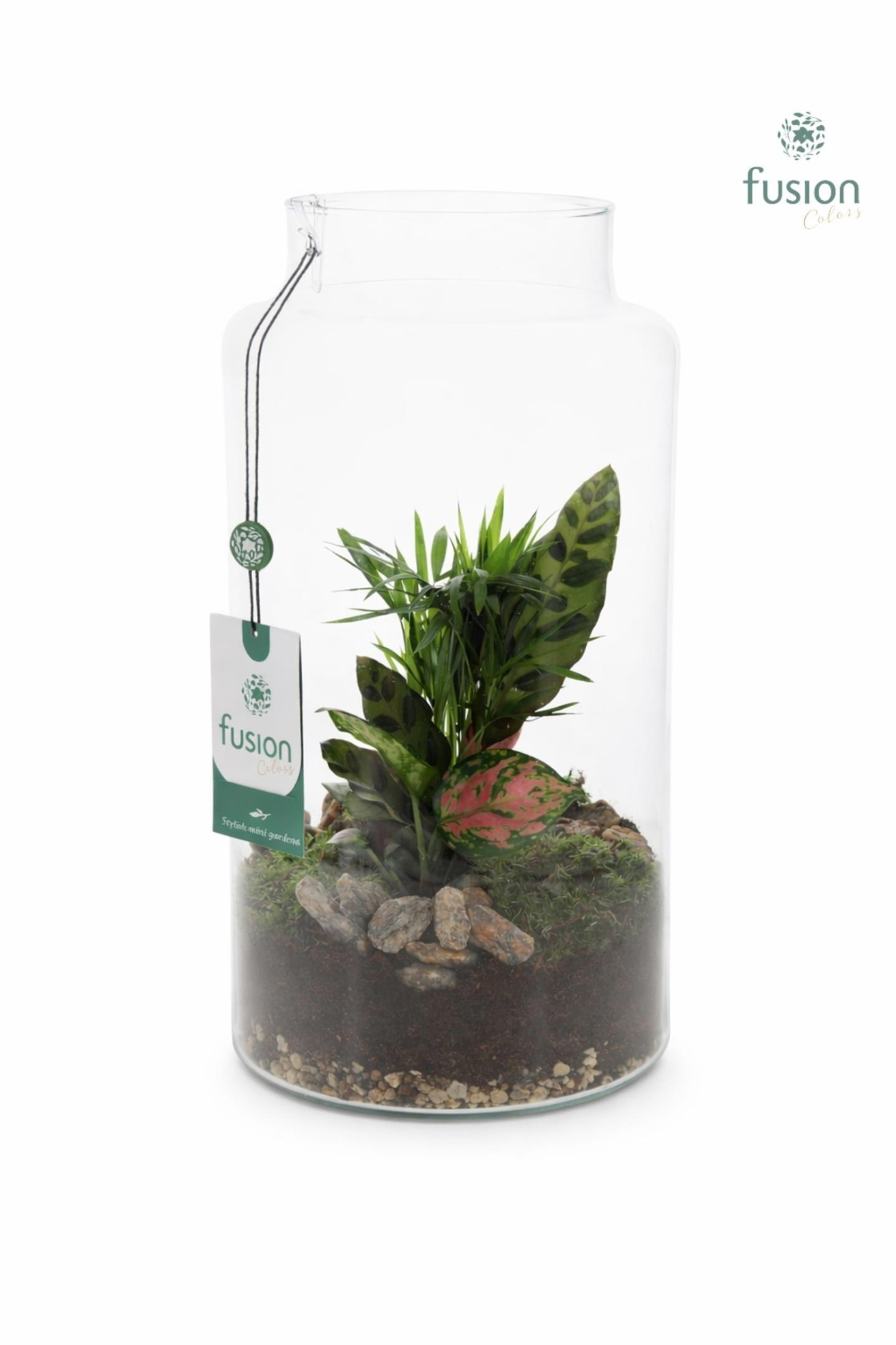 Glazen vaas met arrangement, D 19