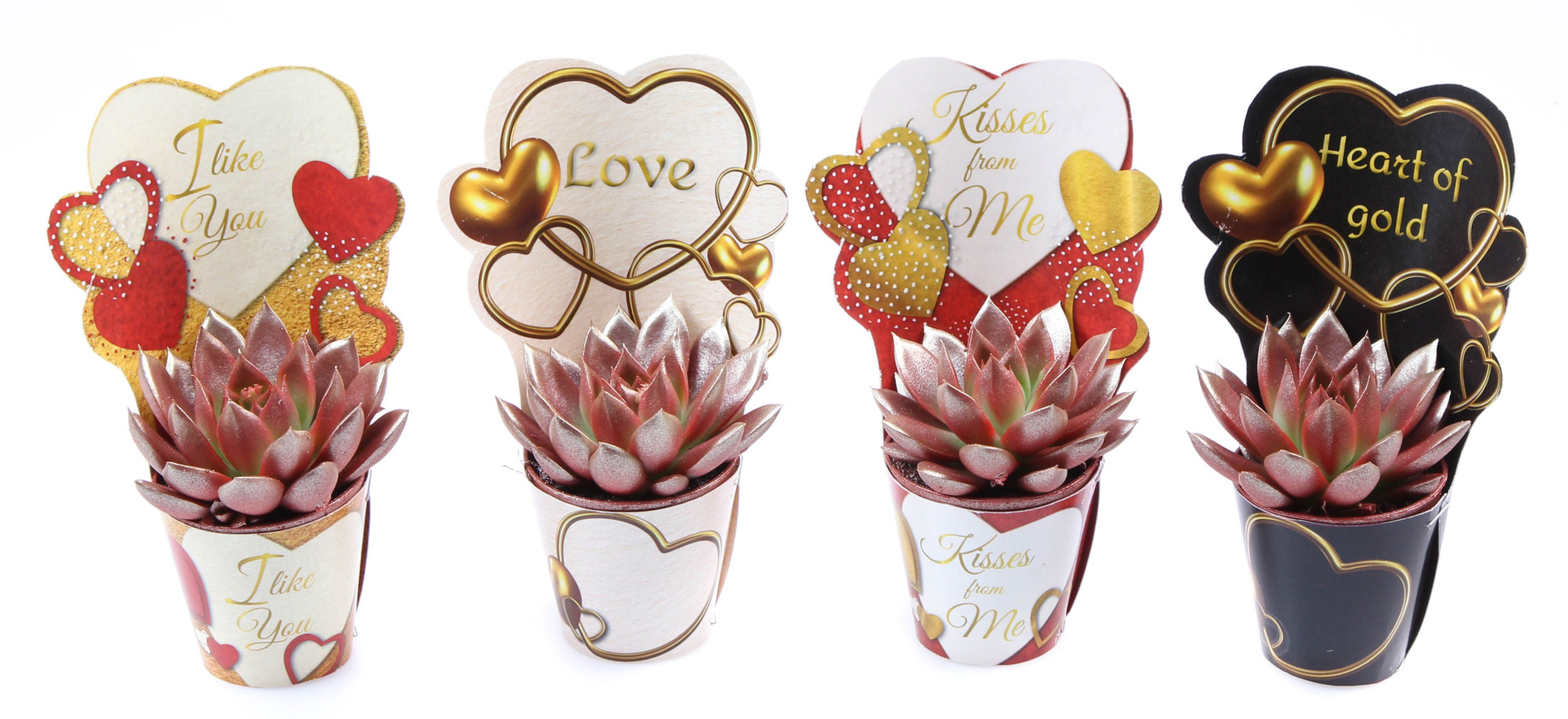 Potcover love mix red to gold, D 5,5 cm