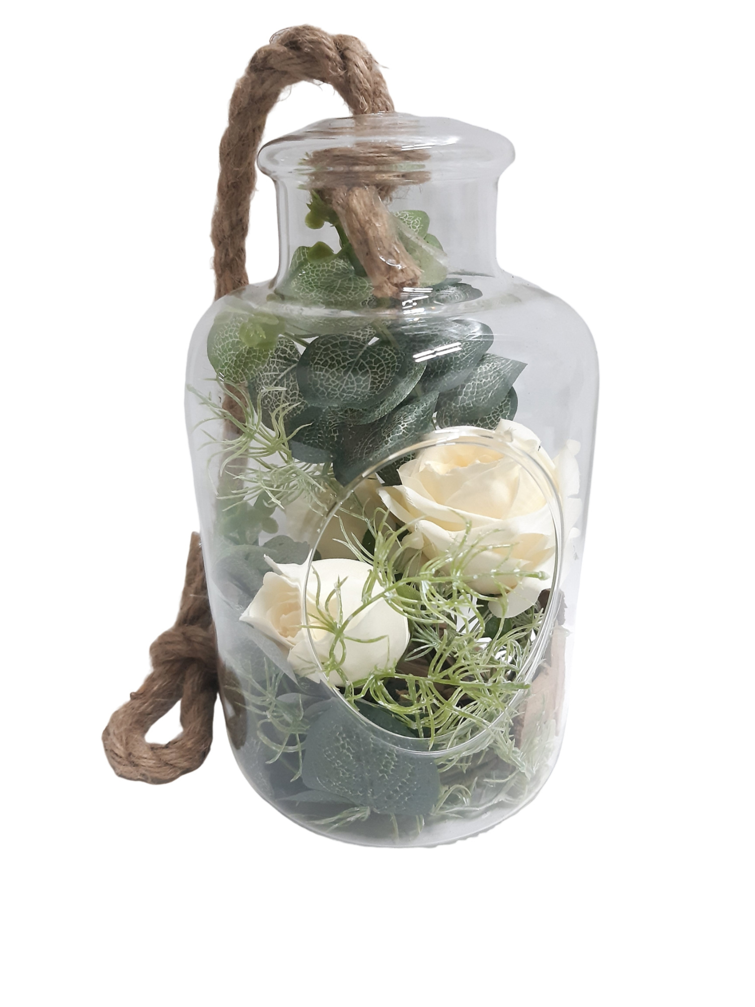 GKS12FRD Glasvaas Hang/Touw Medium D12 H22 Foam Rose Deco, D 12