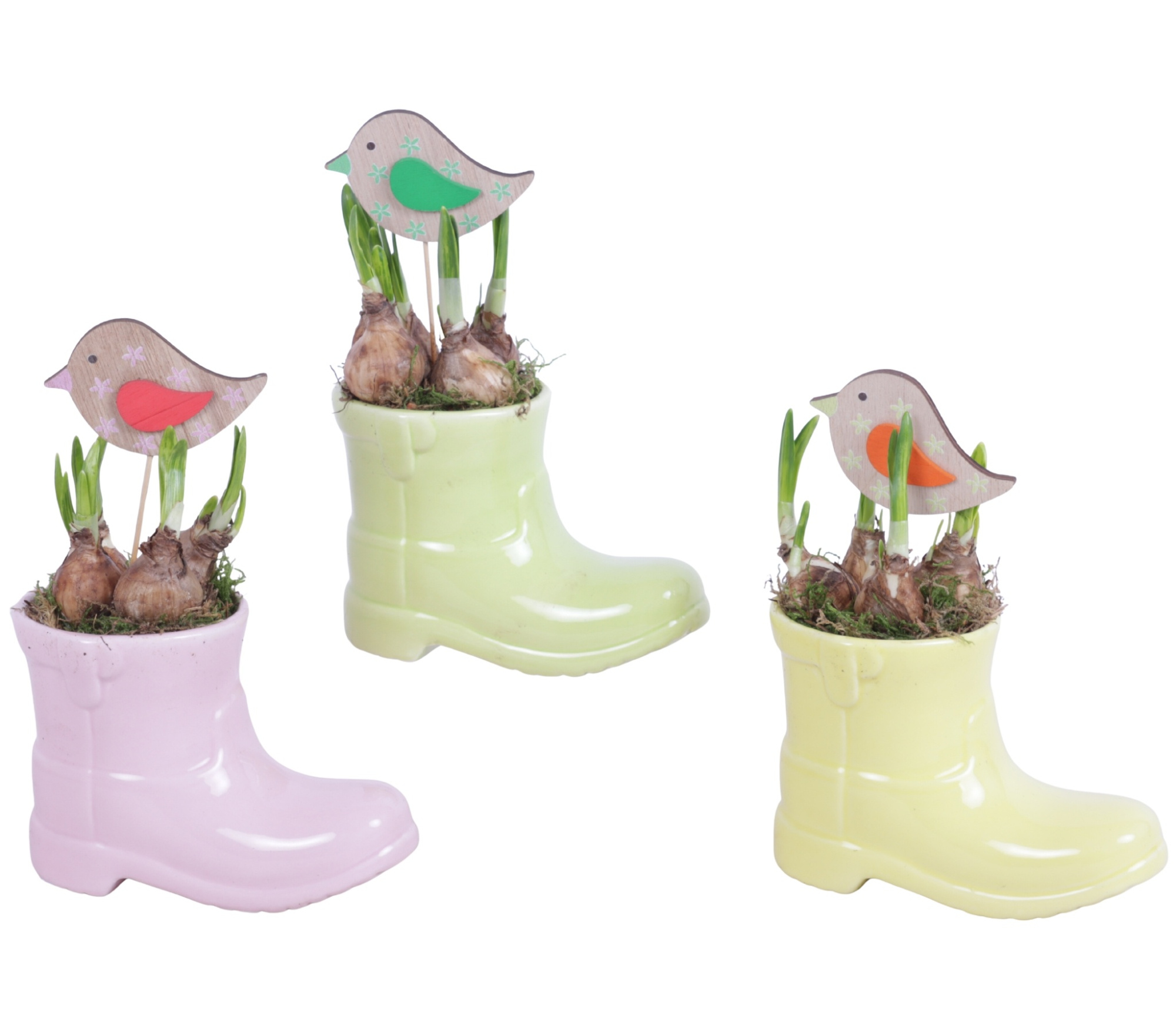 Early Spring Arr. Narcis Ceramic Boot Gr/Pi/Ye Ø20cm 1PP, D 20