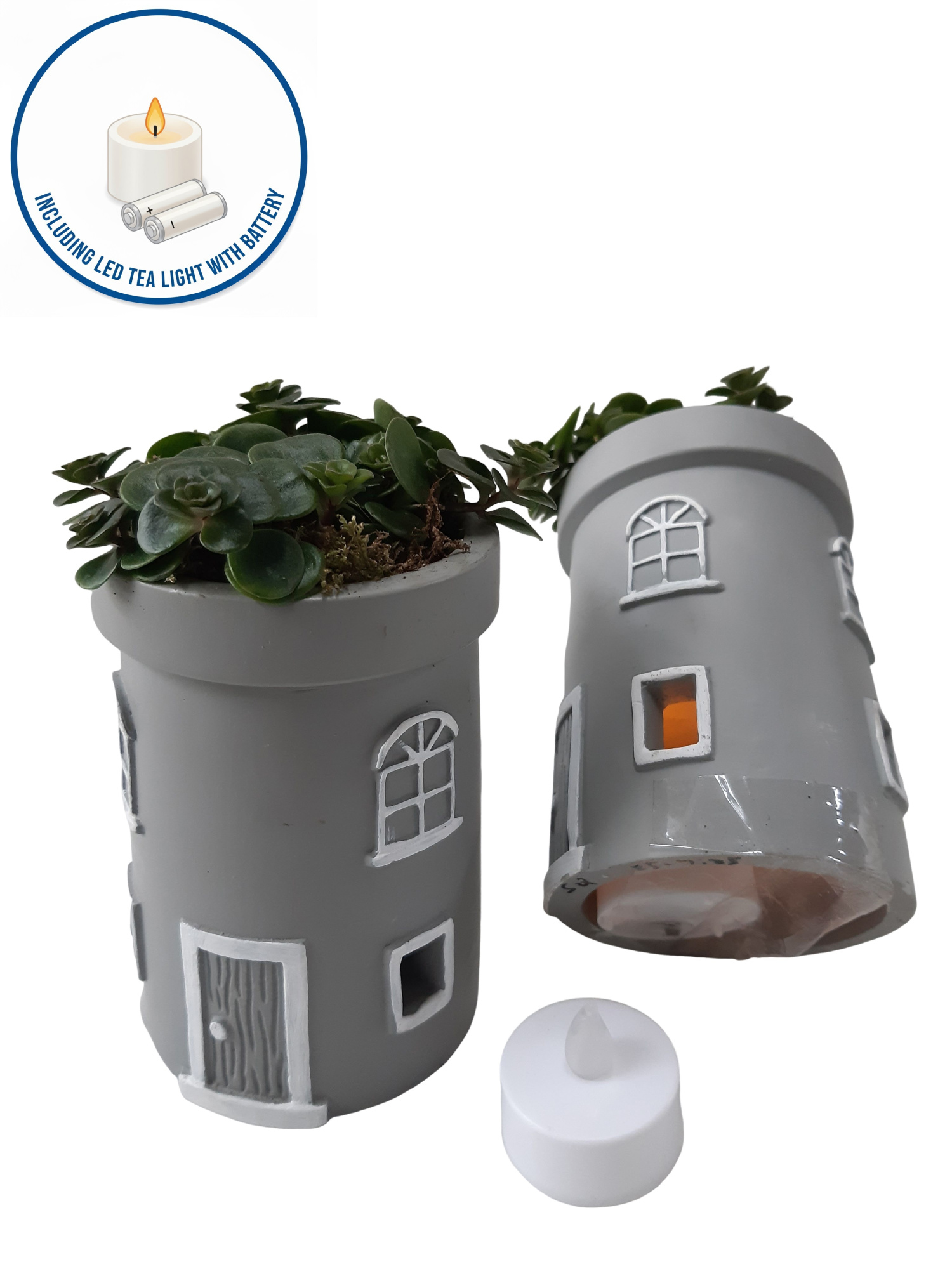 NEW 2026 LHTG8TORLED Lighthouse tower grijs 8cm + led Kerst, D 8