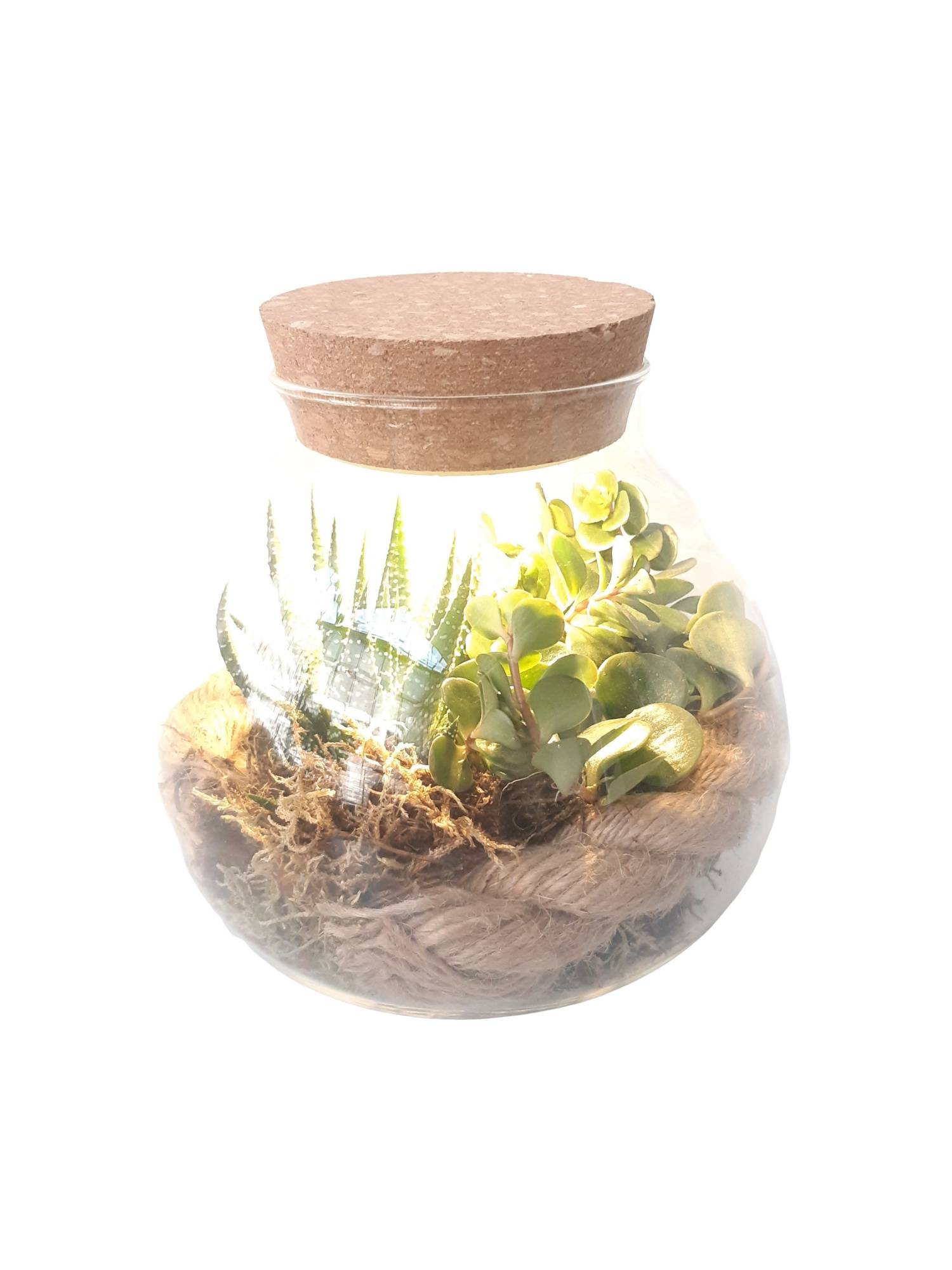 LV15 Bolglas met kurk en LED, D 14 cm