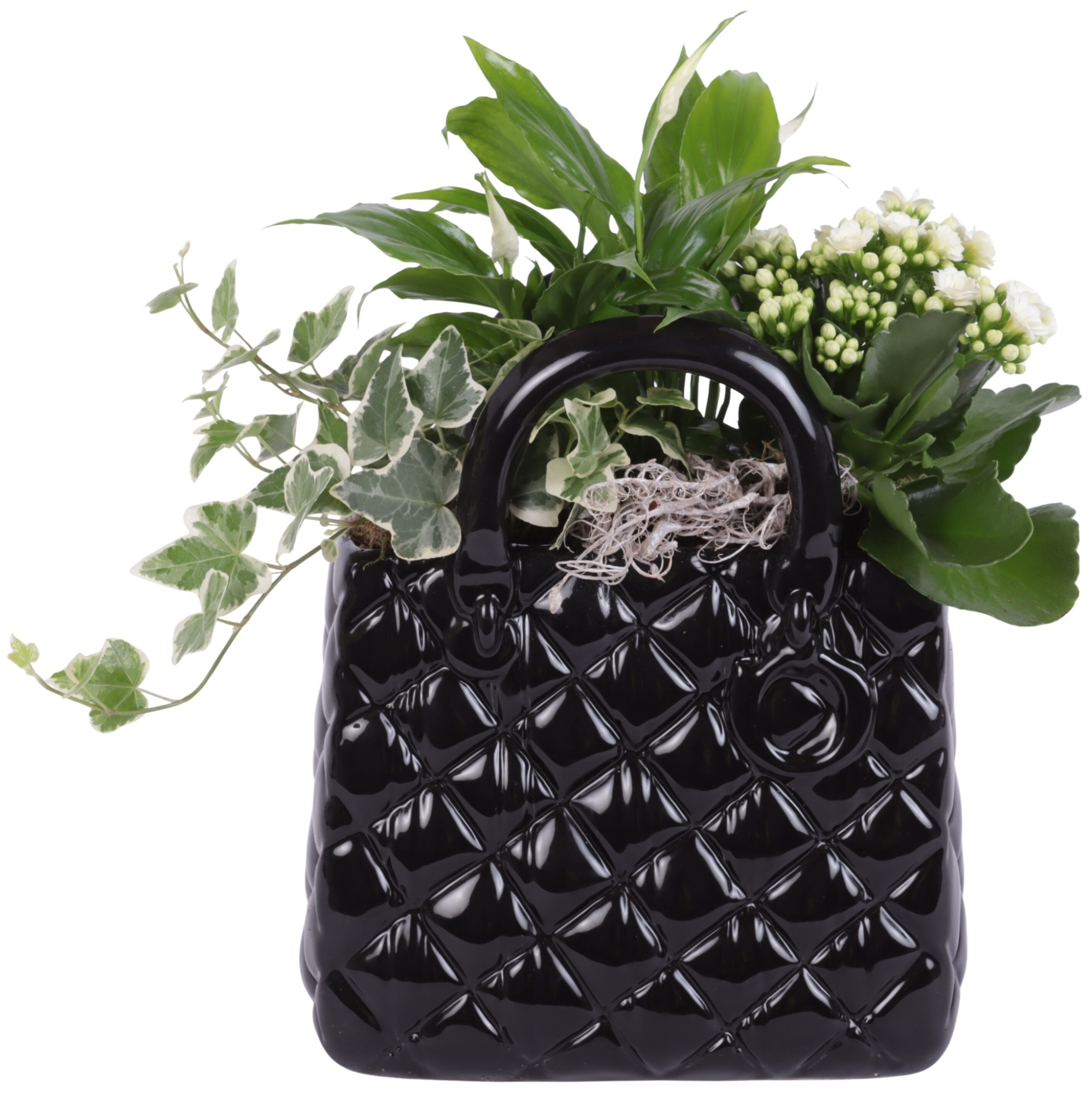 Yearround Arr. Indoor Ceramic Designer Handbag Black Ø22cm 3PP, D 20