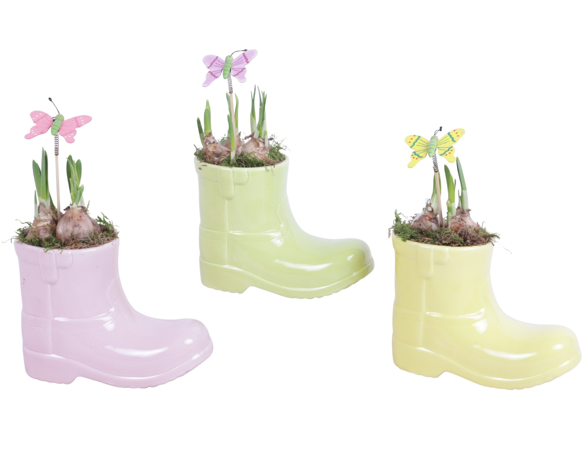 Early Spring Arr. Narcis Ceramic Boot Gr/Pi/Ye Ø15cm 1PP, D 15