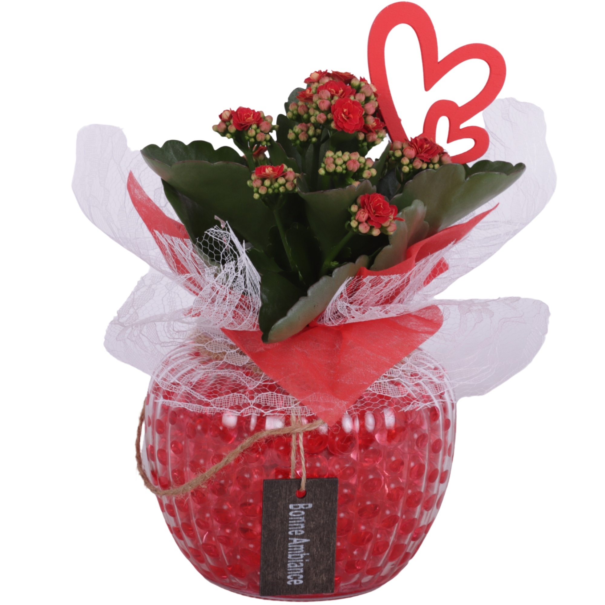 Valentine Arr. Indoor Glass Round Relief Ø15cm 1PP, D 15