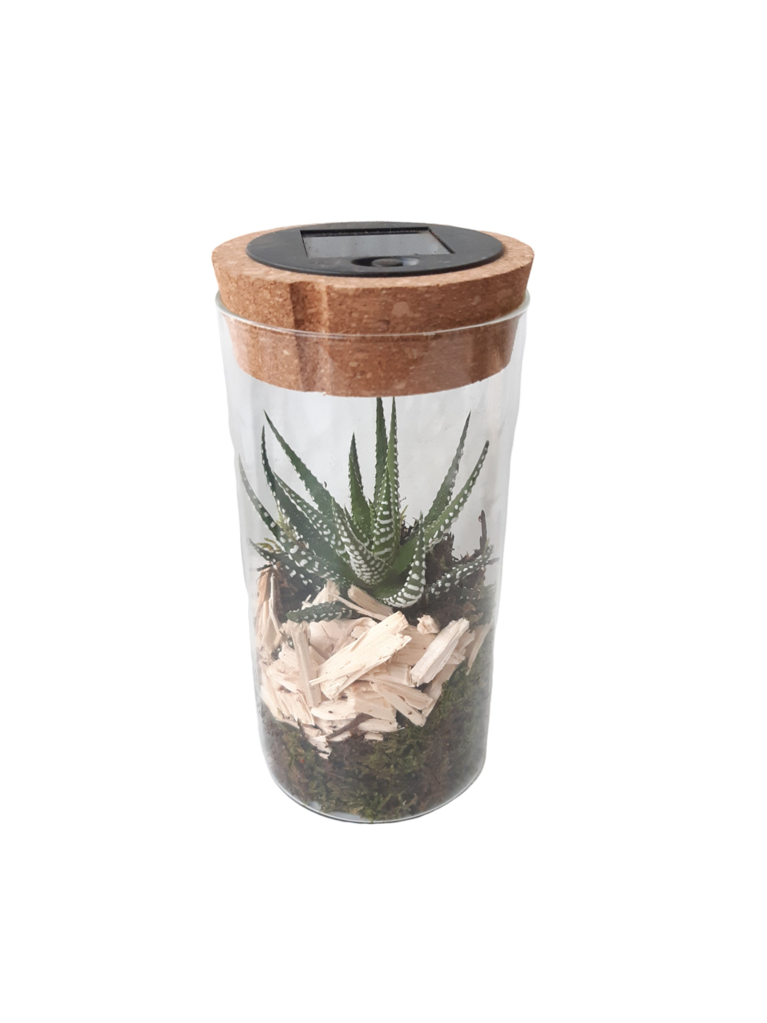 LVS18NAT Glasvaasje + kurkdeksel Solar & LED Naturel, D 8 cm