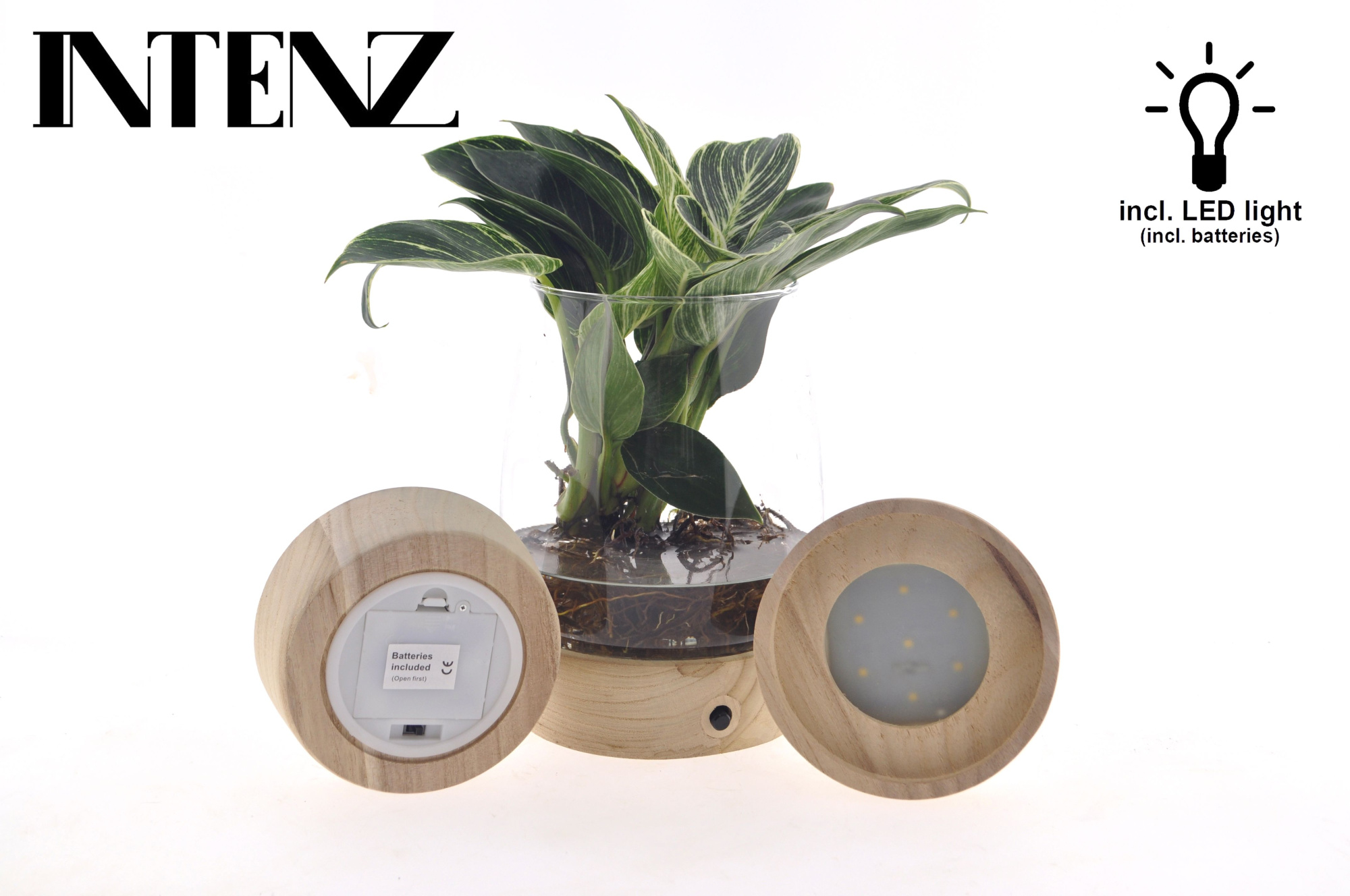 White Wave in Kingston glas + LED - levertijd: 24 uur, D 12 cm