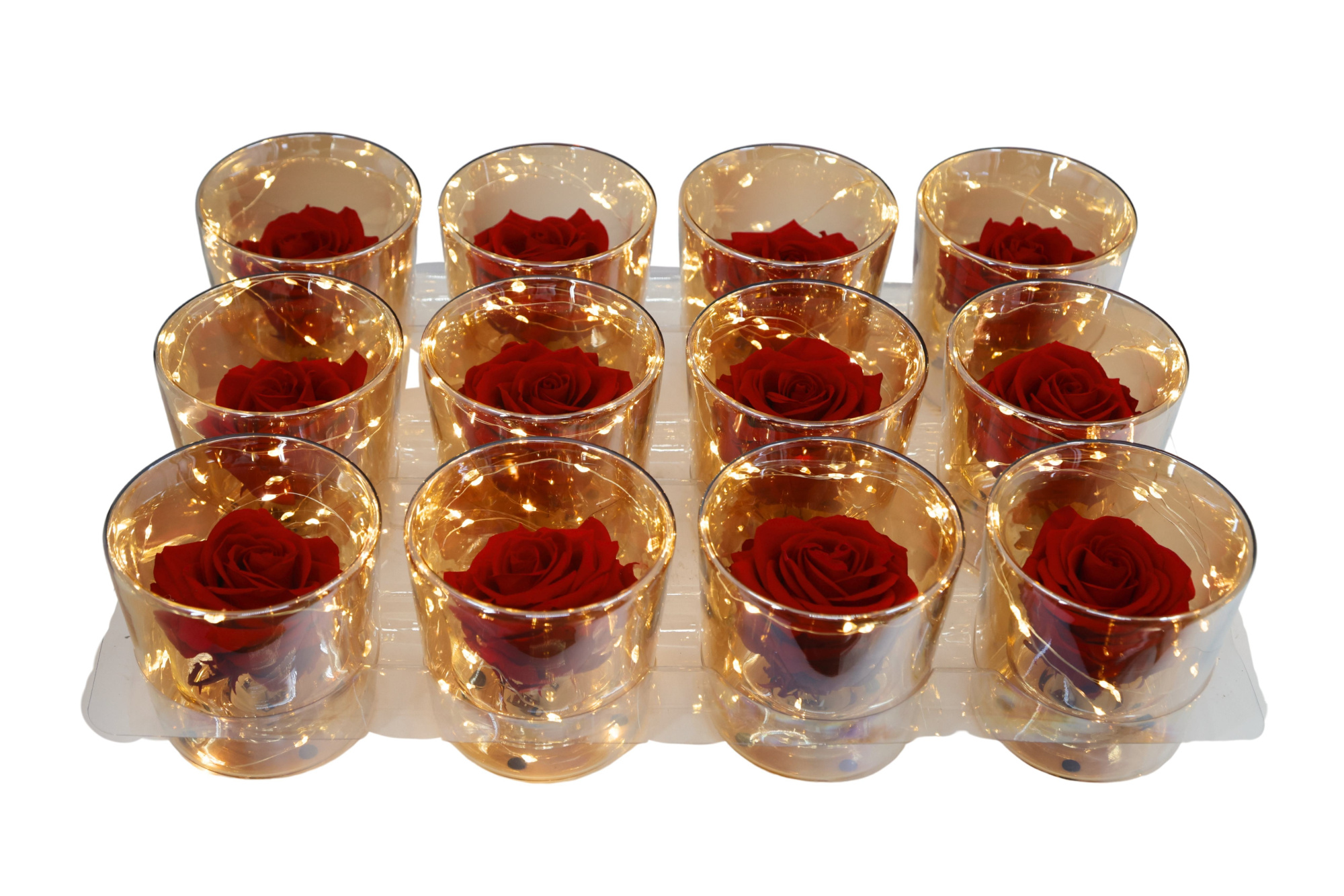 ICE Rose in Glas LED- Rood, D 11