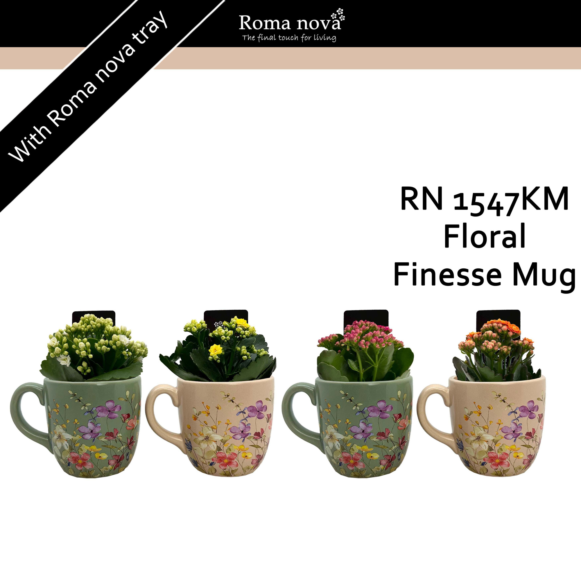 1547KM - Floral Finesse Mug (Kalanchoe mix), D 14