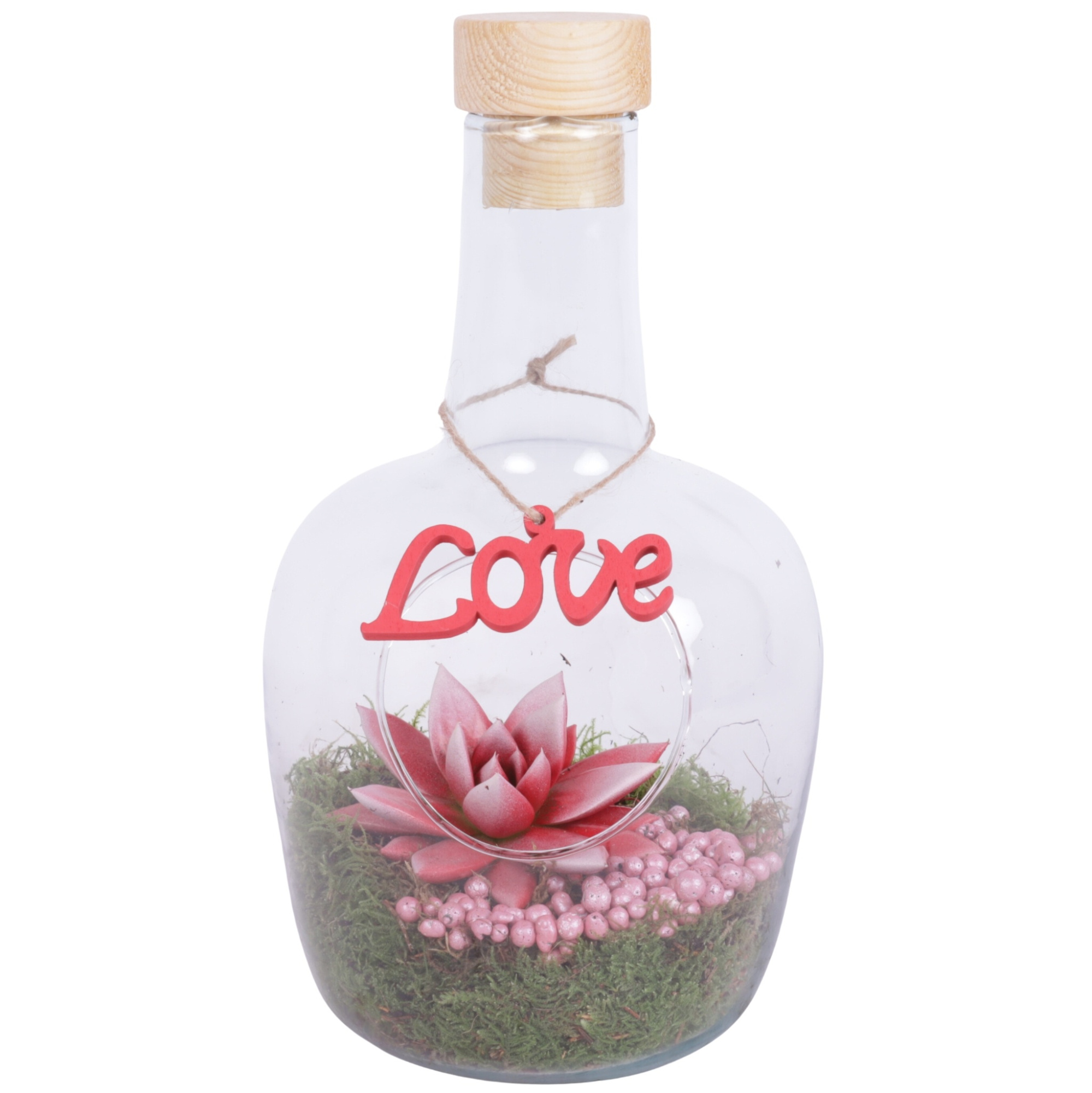 Valentine Arr. Succulent Glass Vase With Hole Ø15cm 1PP, D 15