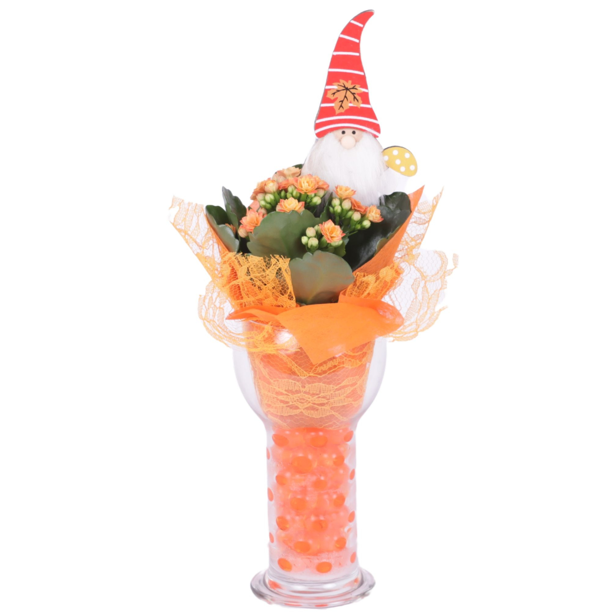 Autumn Arr. Indoor Glass Sphere Cylinder Vase Ø09cm 1PP, D 9 cm