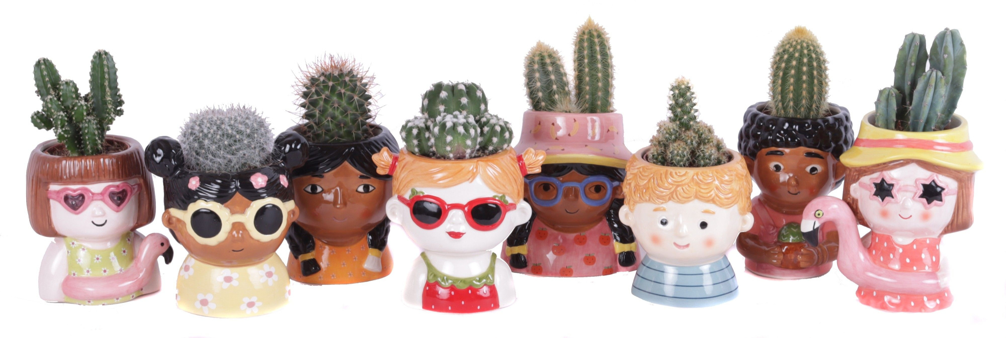 Cactus mix 5,5 cm in happy face pot, D 11 cm