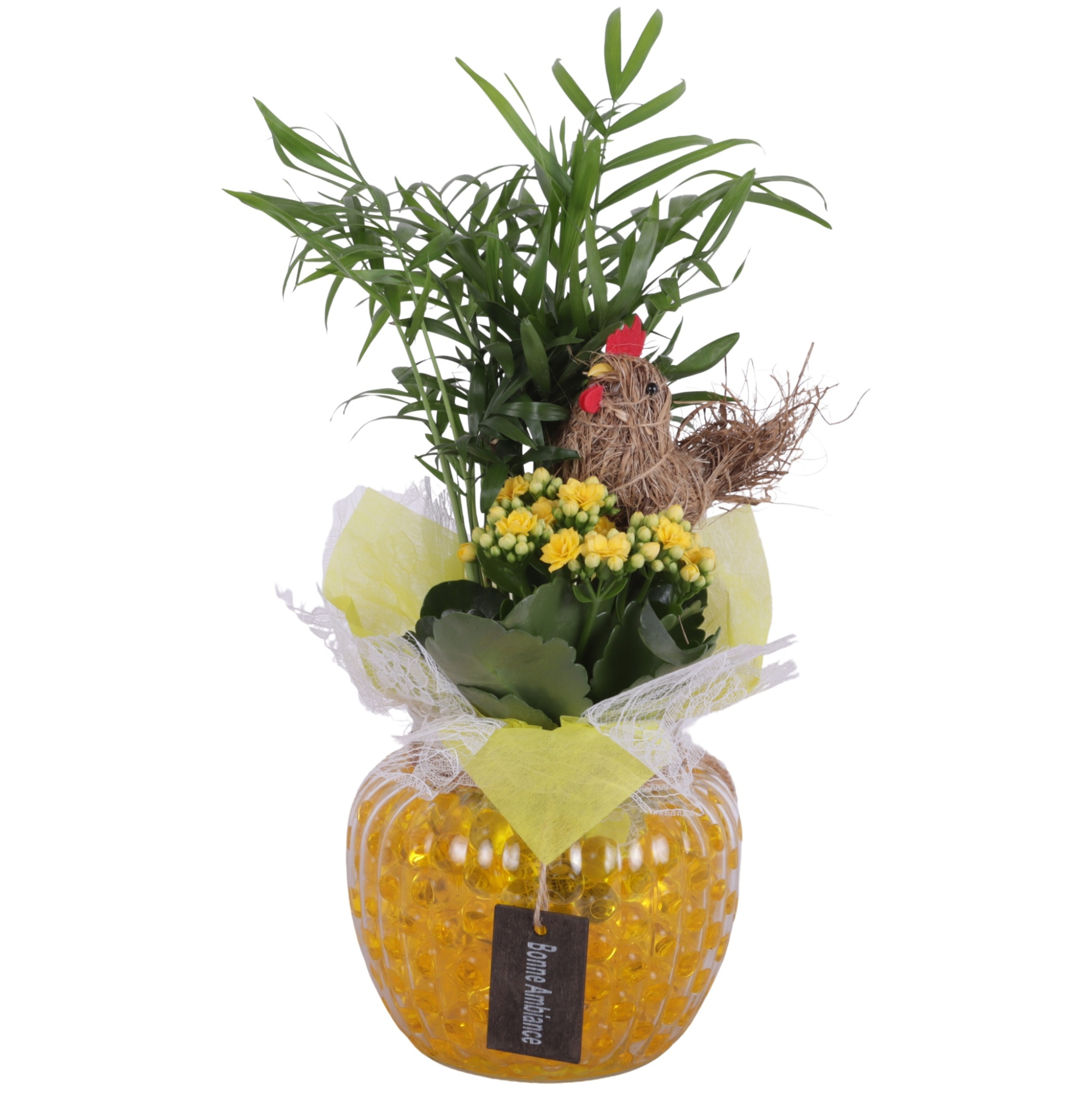 Easter Arr. Indoor Glass Round relief Ø15cm 2PP, D 15