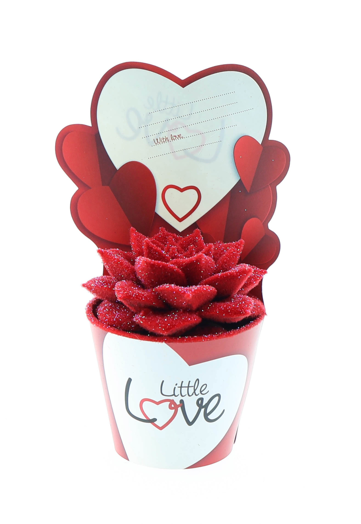 Potcover little love purper velvet + glitter, D 8,5