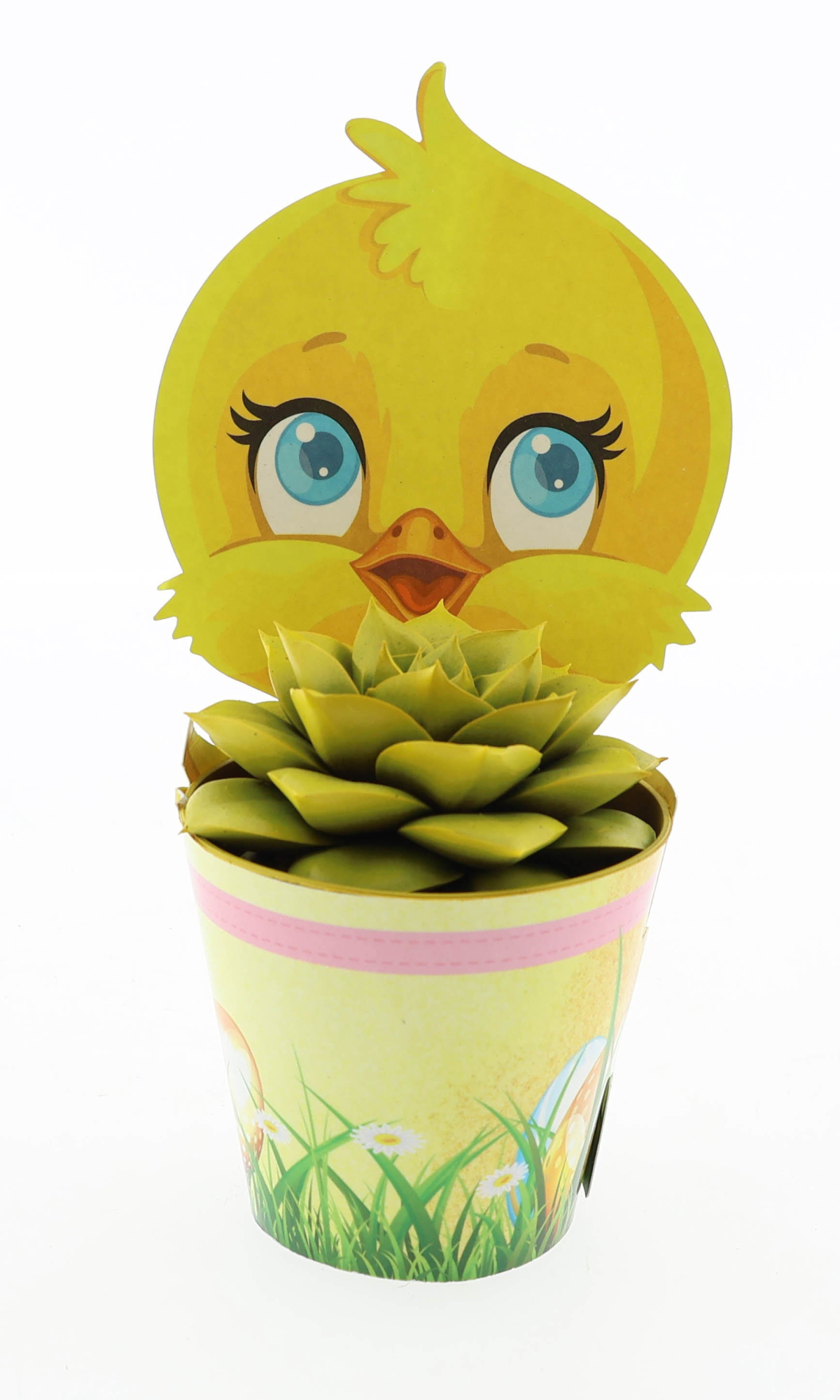 Potcover kuiken purper geel, D 8,5