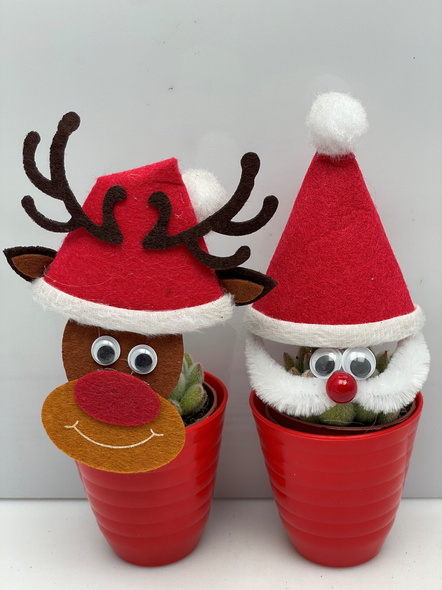 950 50%Kerstman+50%Reindeer vet kerstpot5,5cm Engeland, D 6,5 cm