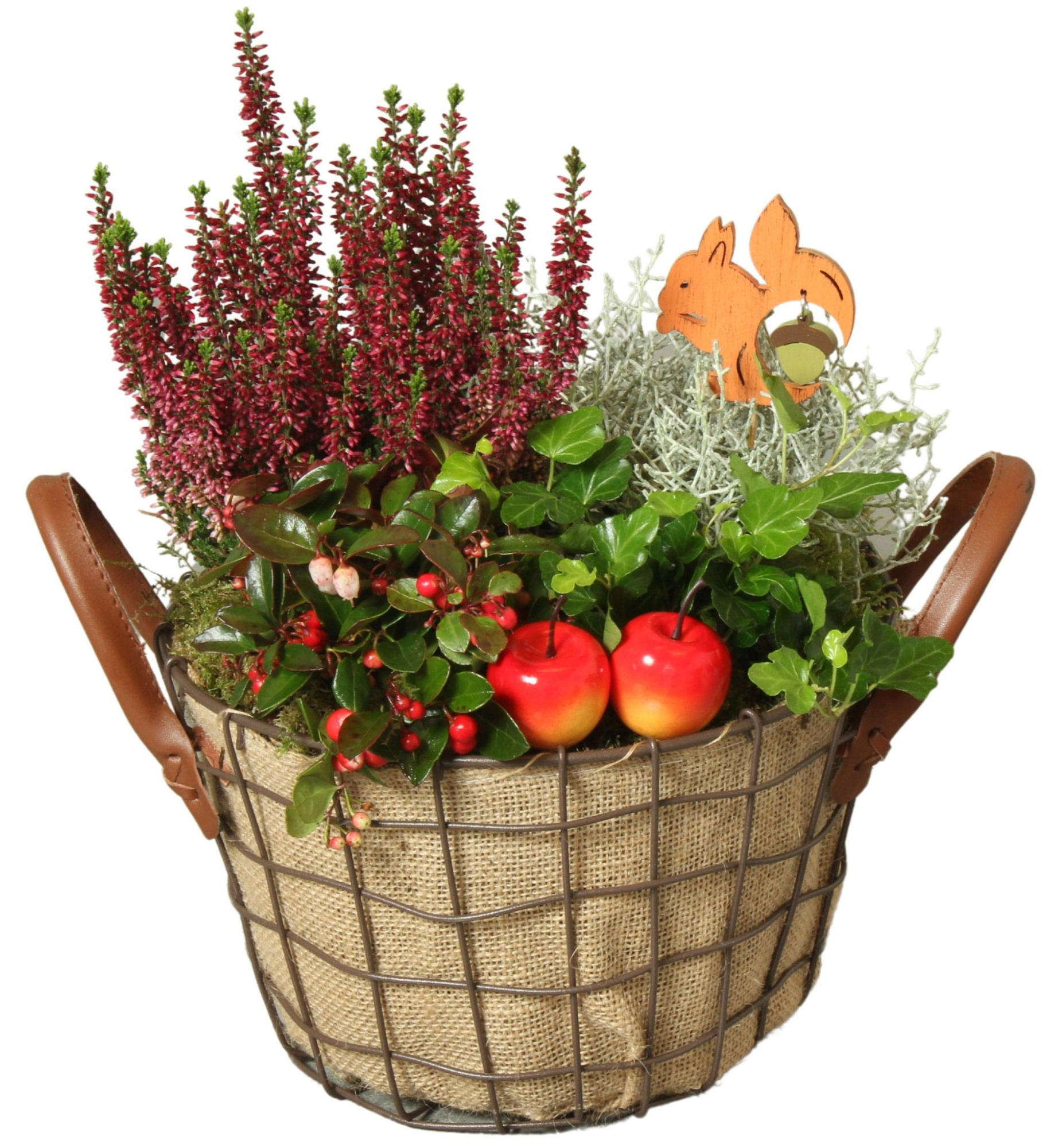 Autumn Arr. Outdoor Metal Wire Basket Jute Ø24cm 4PP, D 24 cm