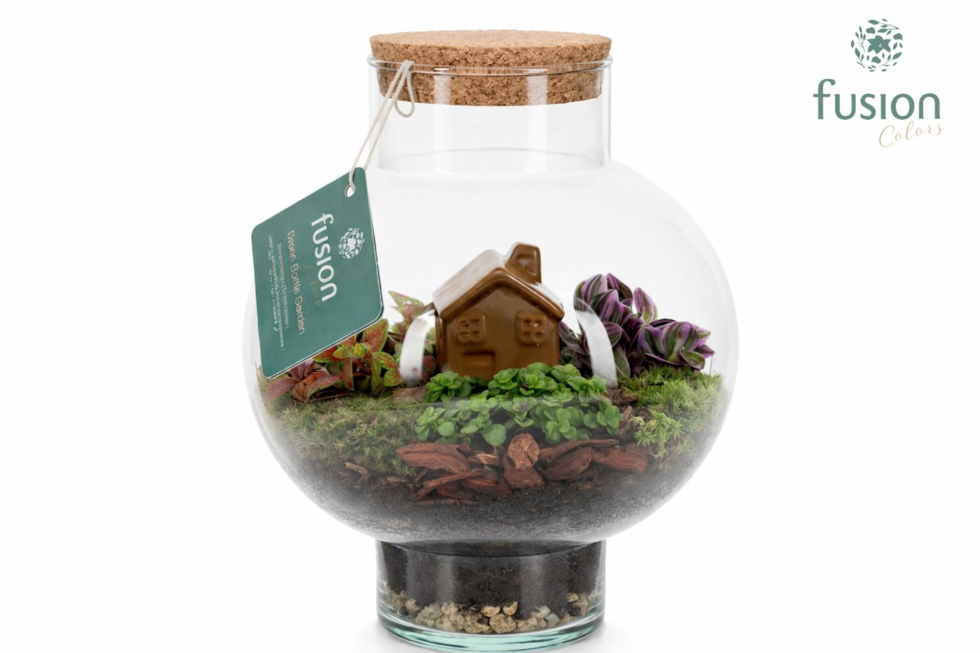 Green BottleLaura Small met Terrarium arrangement, D 20