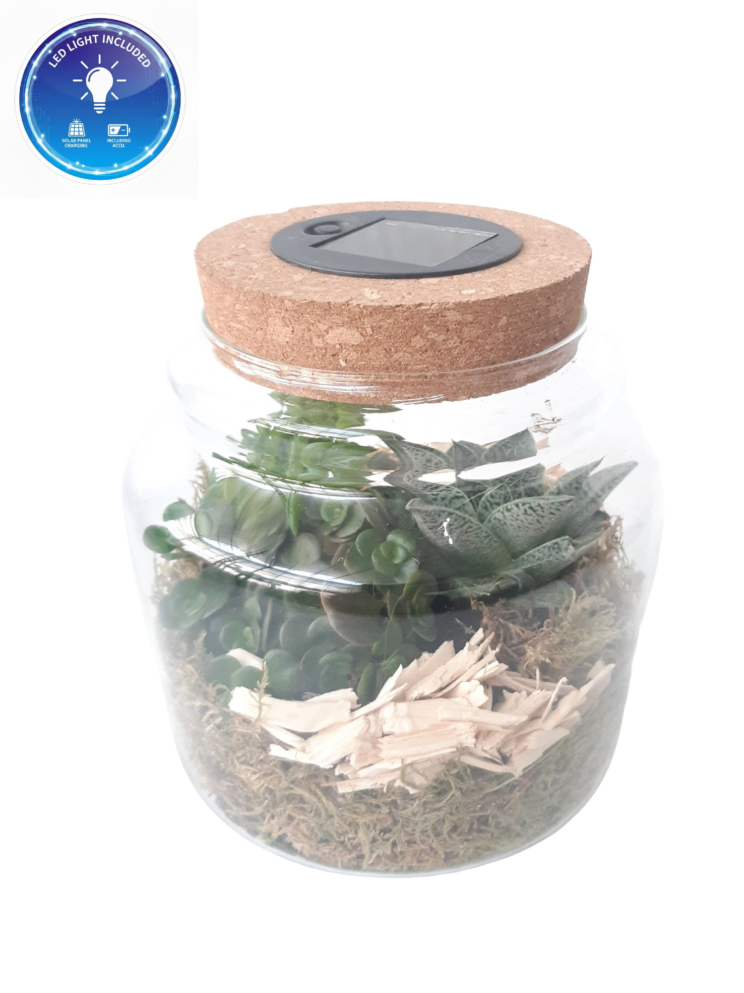 LVS15/14AUT glas met Led lamp en Solar Accu mini gr.mix, D 15