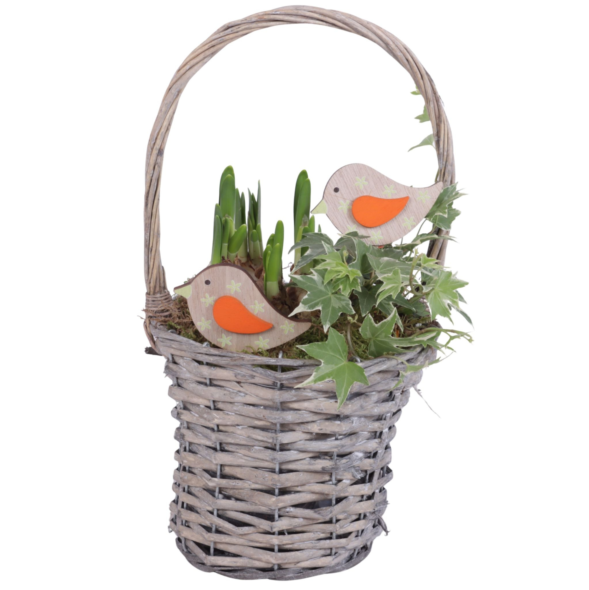 Bulbs Arr. Narcis Willow Handle Basket Grey Ø18cm, D 18
