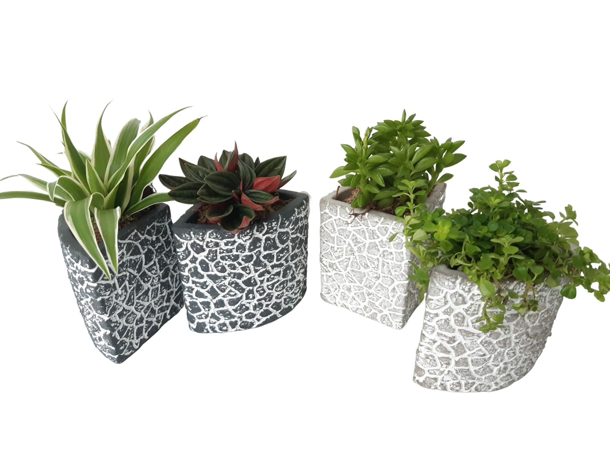 Puzzle Pots Medium Grey/White Mix, D 10 cm