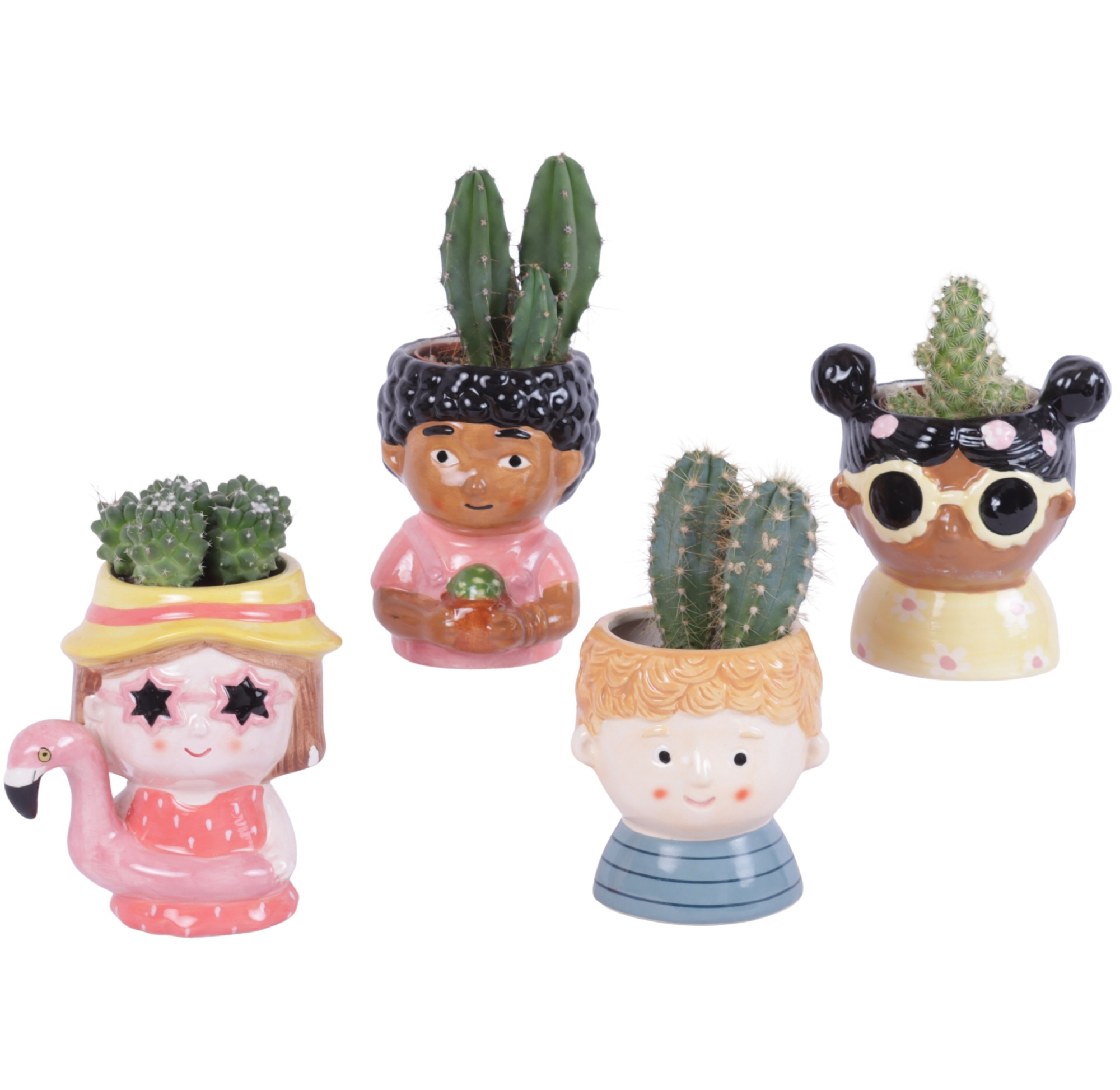 Cactus mix 5,5 cm in happy face pot, D 11