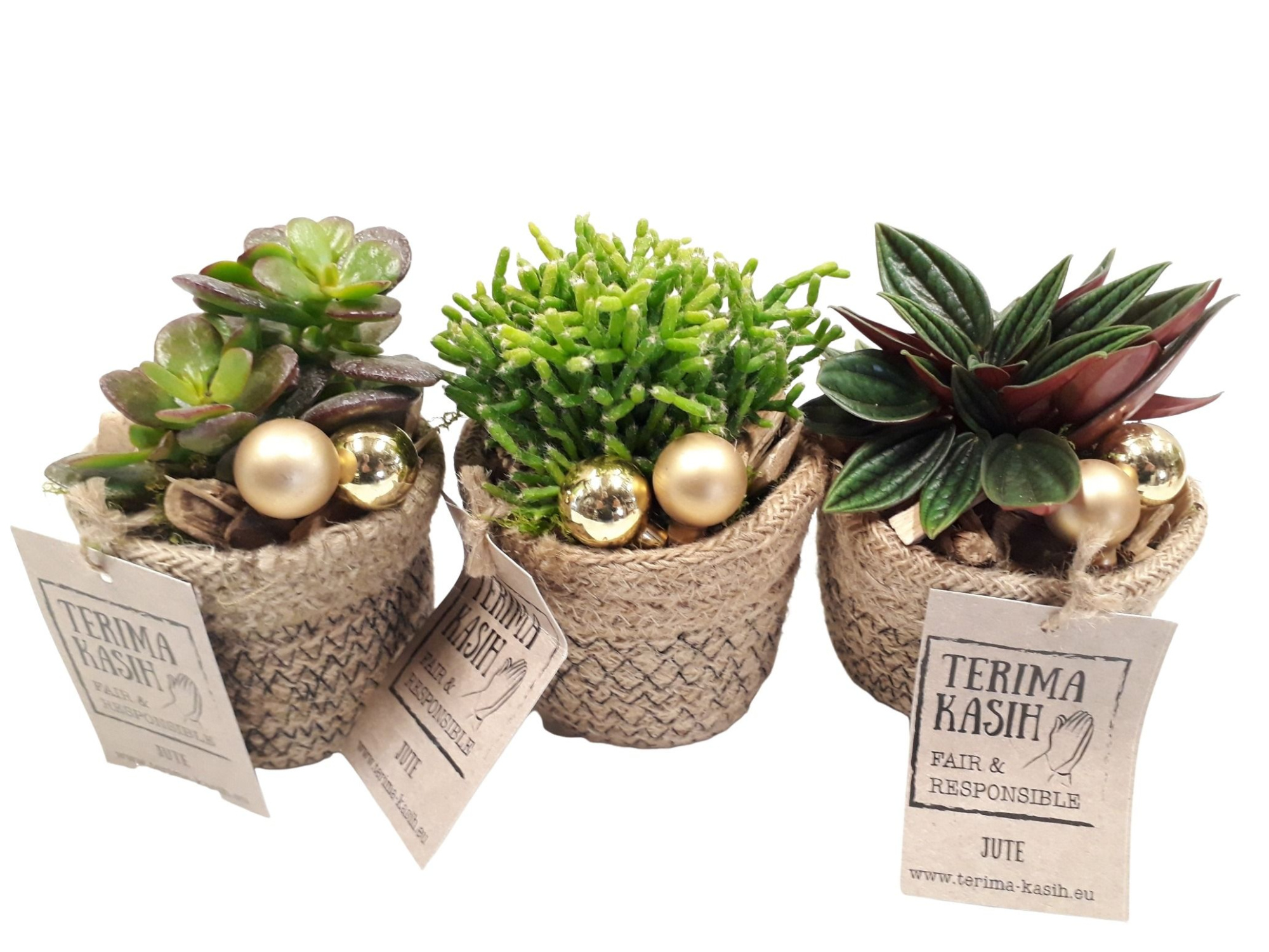 JM8KST mini Jute Mandje mini succ.mix Kerst, D 8 cm