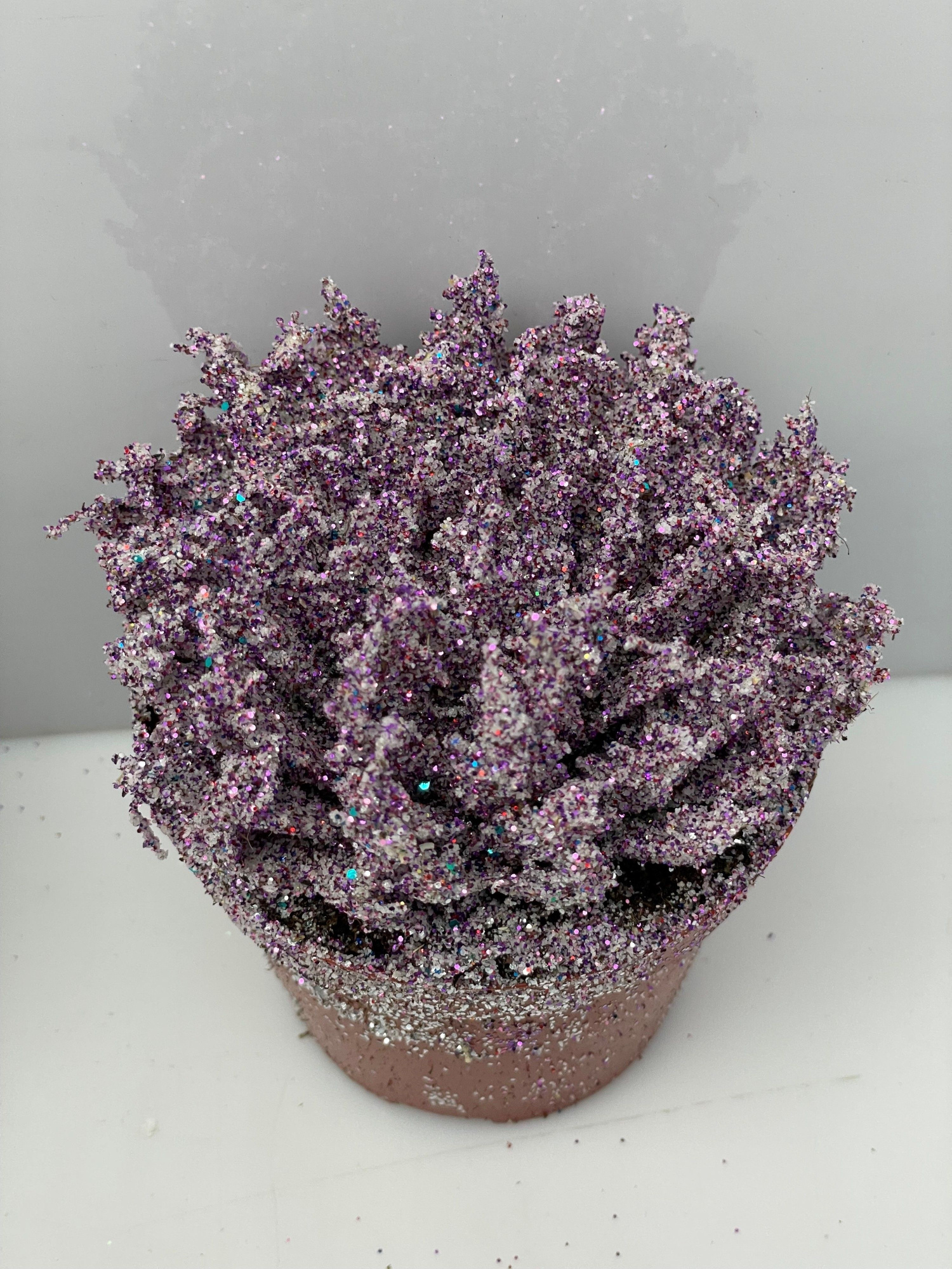 455 Kerstster BIO Twinkle glitter paars 8,5 cm, D 8,5 cm