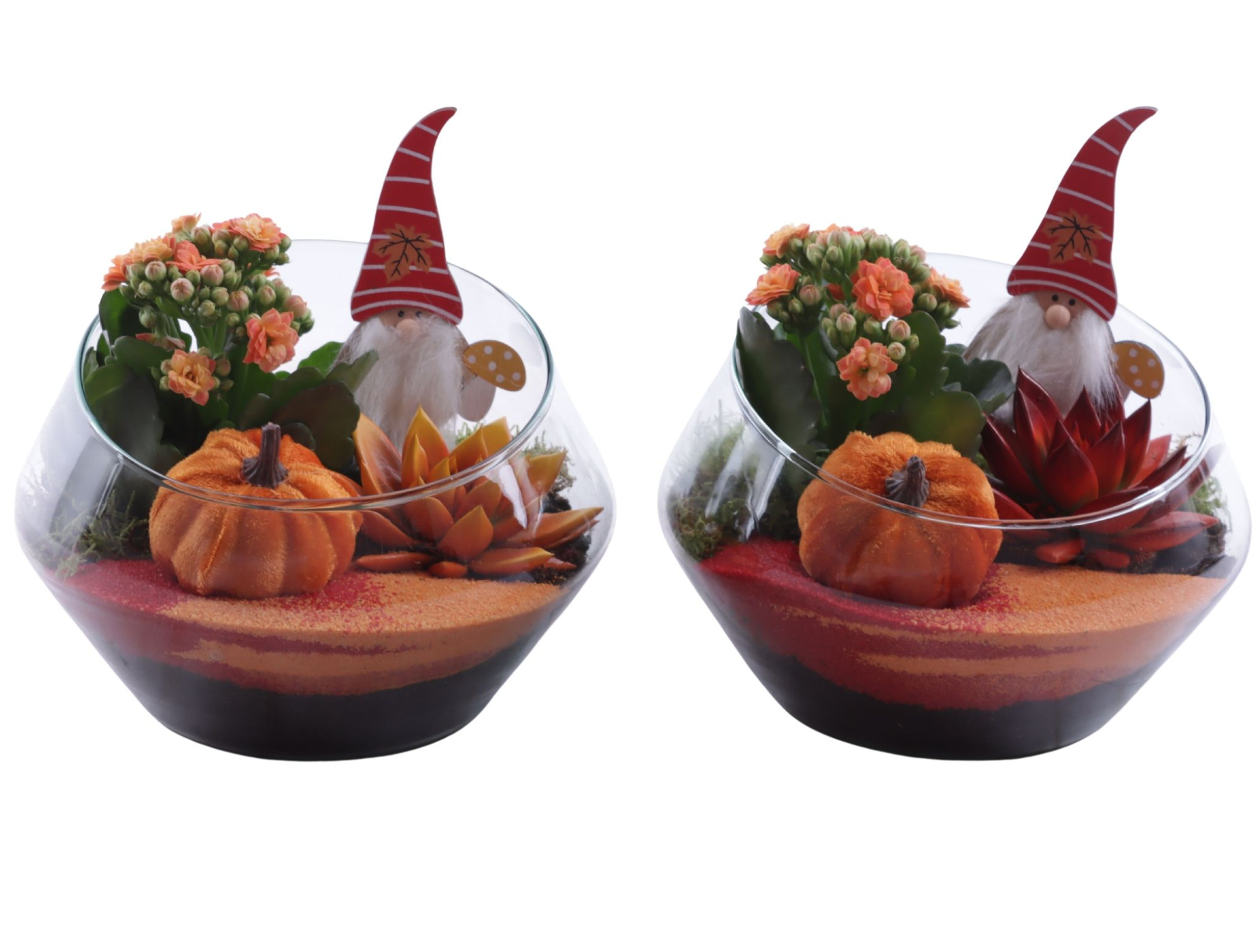 Autumn Arr. Indoor Glass Oblique UFO Vase Ø20cm 2PP, D 20 cm