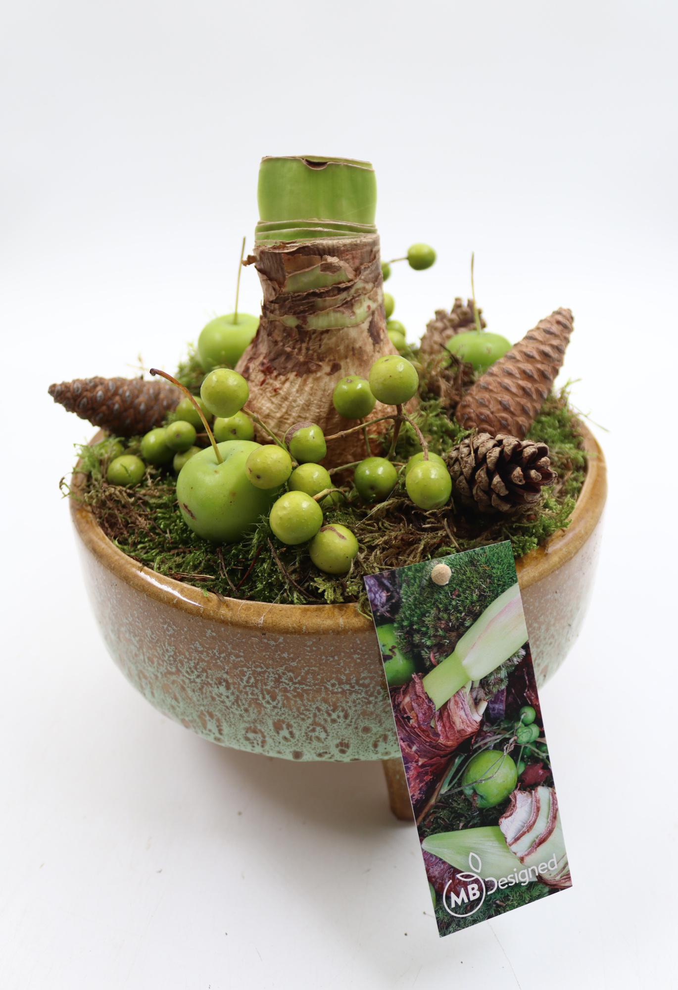 Amaryllis, luxe keramiek op pootjes, D 19 cm