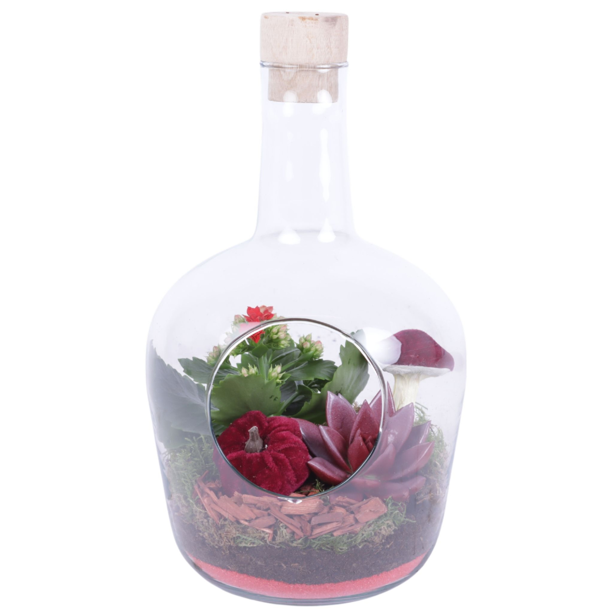 Autumn Arr. Indoor Glass Vase with Hole Ø18cm 2PP, D 18 cm