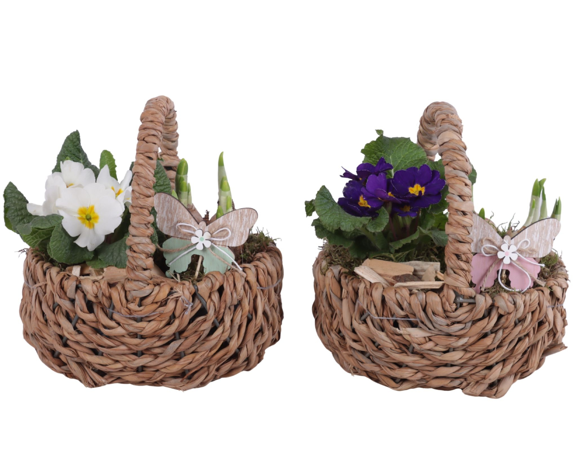 Early Spring Arr. Outdoor Willow Waterhyacint Basket Ø21cm 2PP, D 21