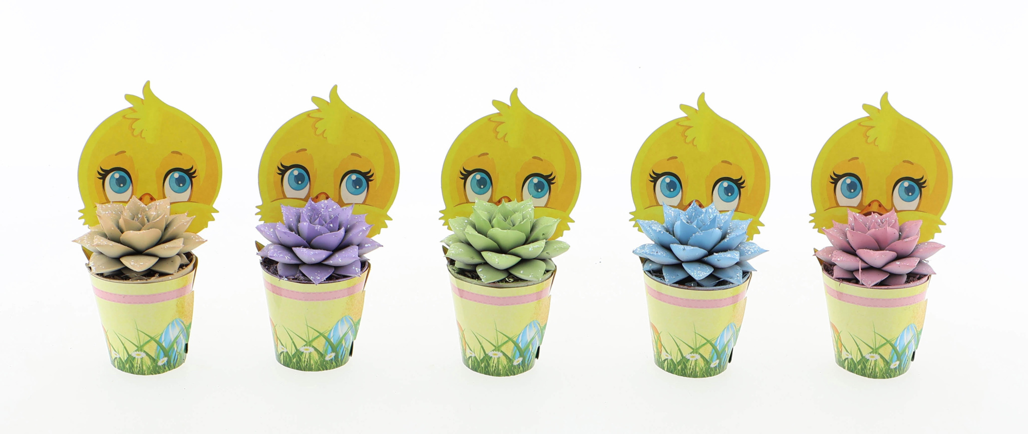 Potcover kuiken purper pastel glitter mix, D 5,5