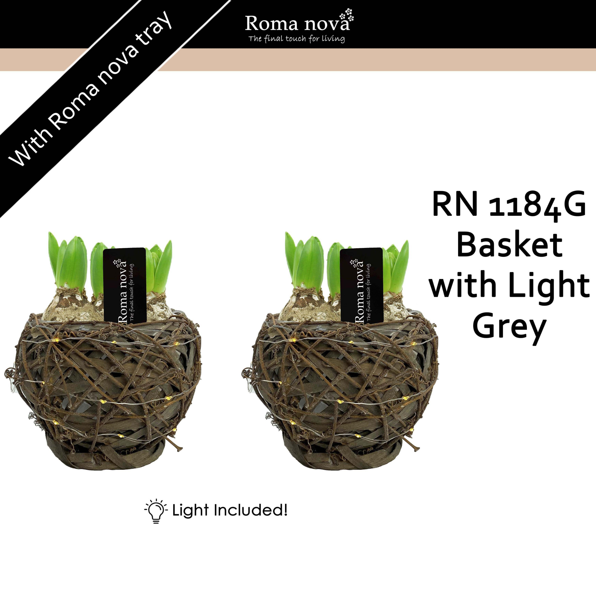 1184G - Basket with Light Grey (Hyacint), D 17