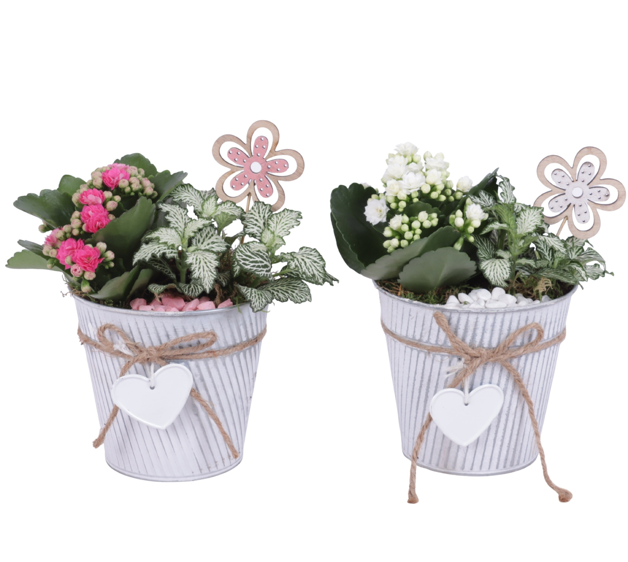 Womensday Arr. Indoor Zinc Grey with Rope & Heart Ø13cm 2PP, D 13