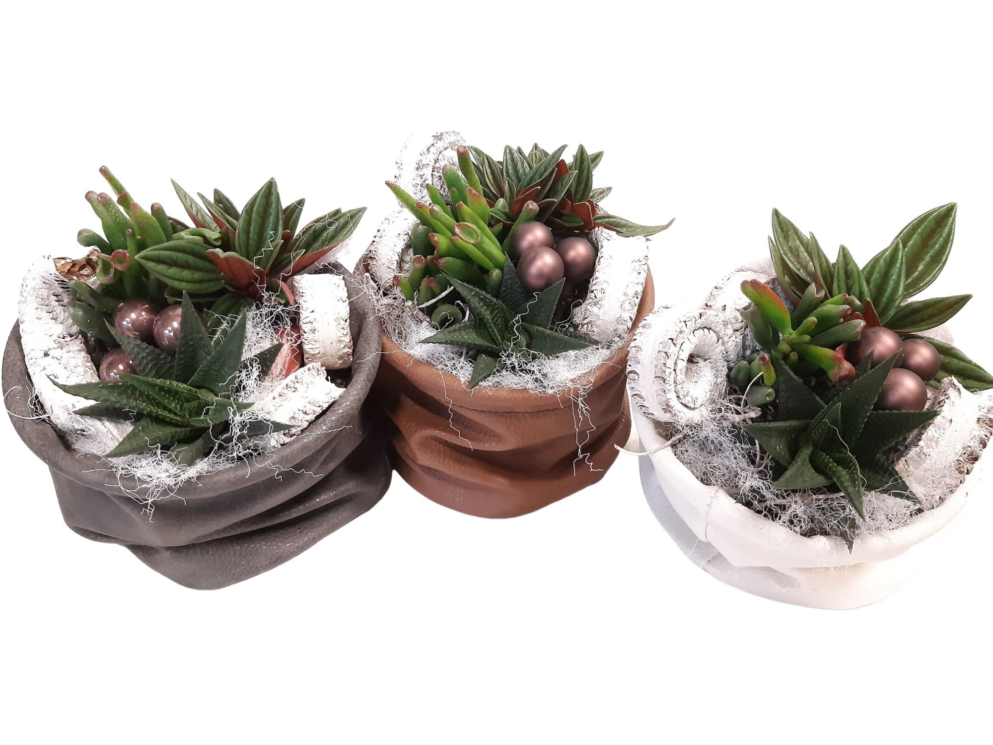 LBD14KST Leather Bag D14 mini groenmix KERST, D 14 cm