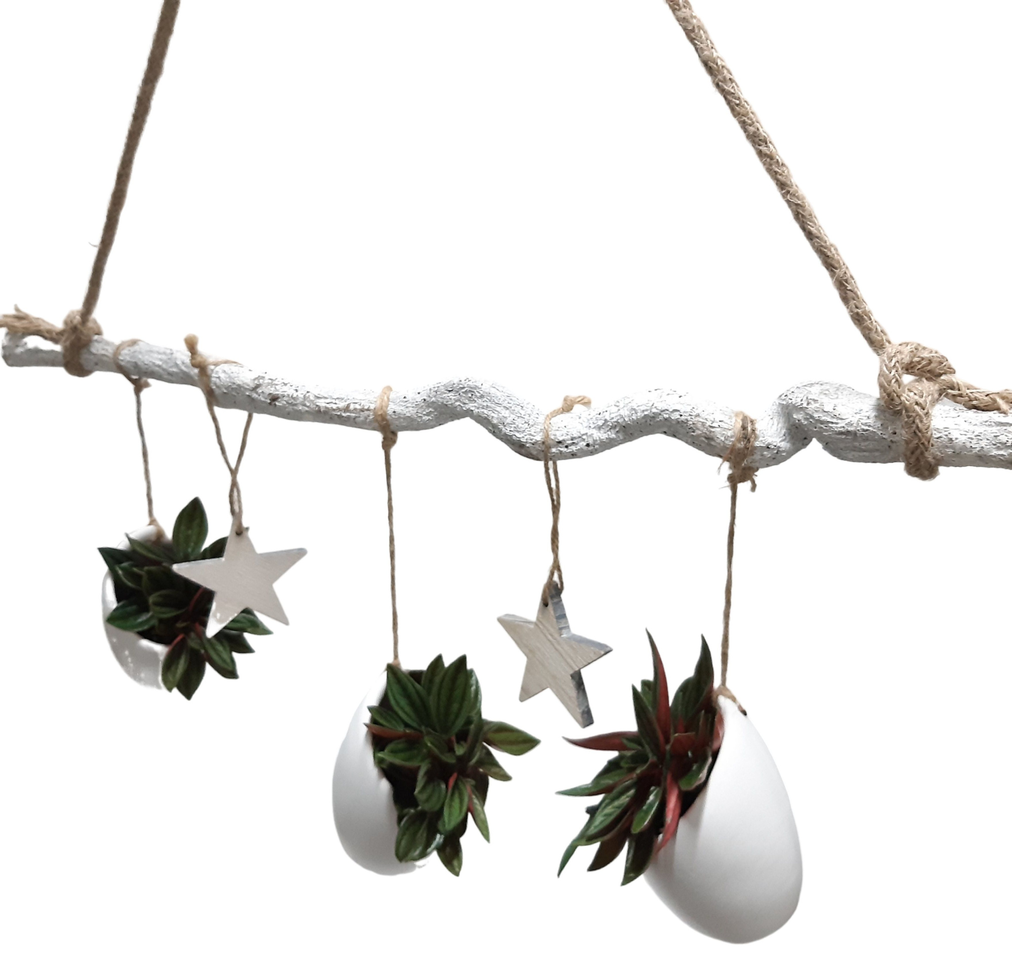 600 WH hangtak 50cm, 3 minipotjes, kerst, D 50 cm