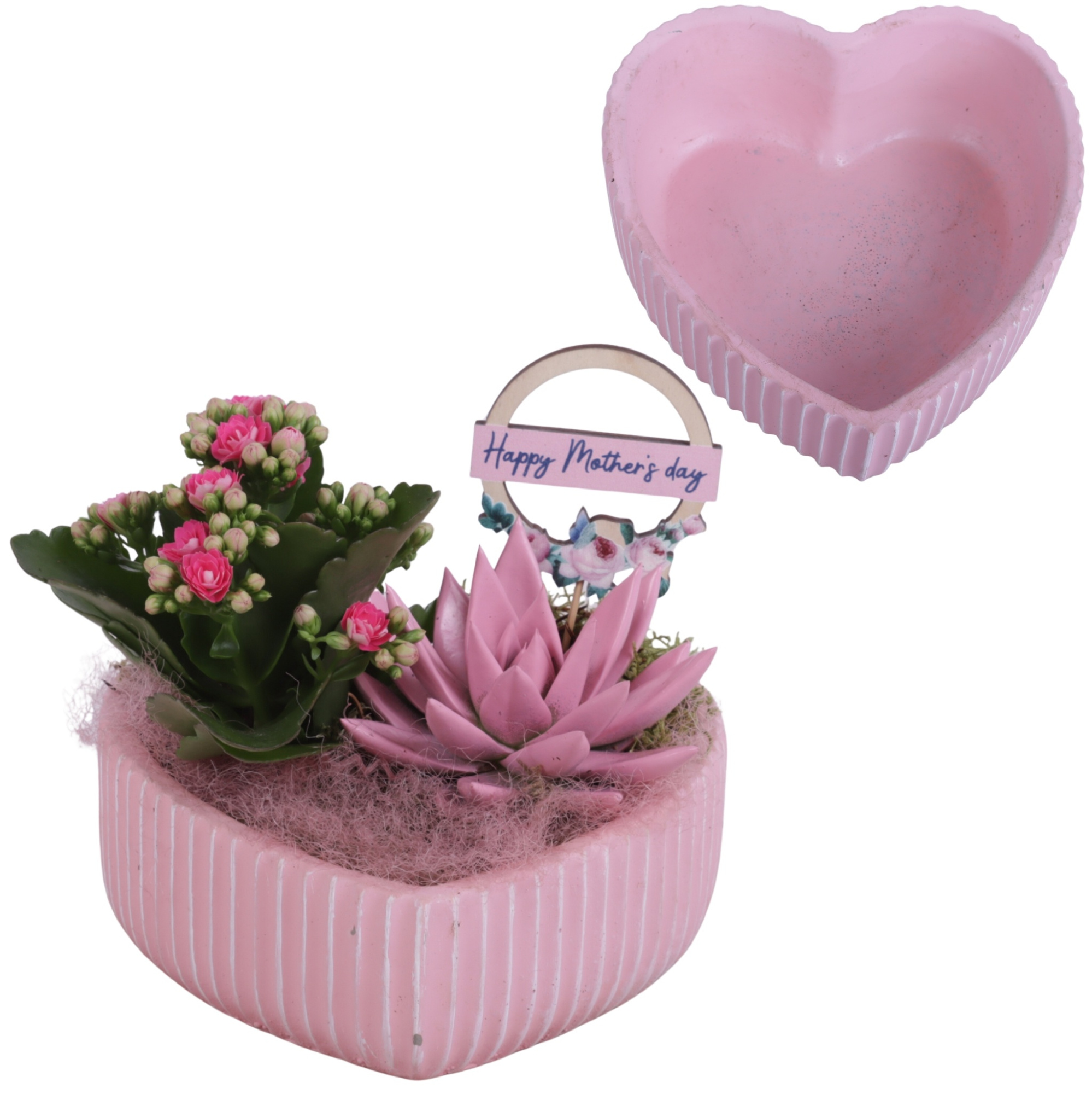 Mothersday Arr. Indoor Ceramic Heart Bowl Ribbles Ø17cm 2PP, D 17