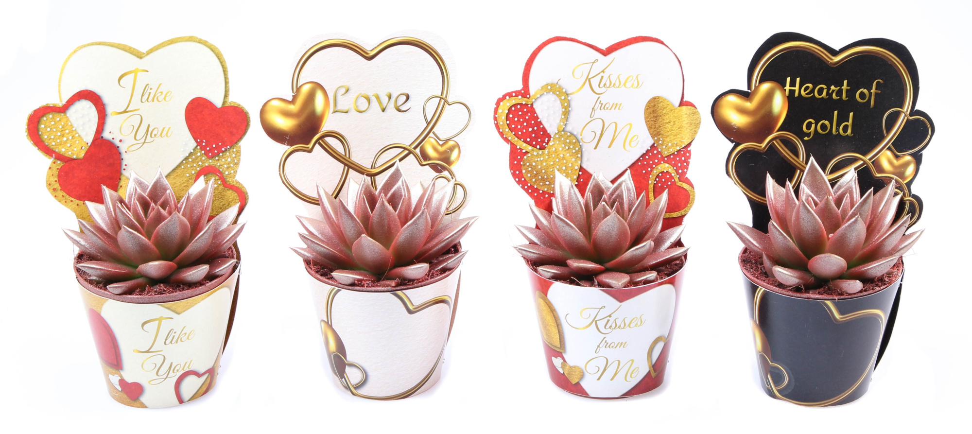 Potcover love mix red to gold, D 8,5 cm