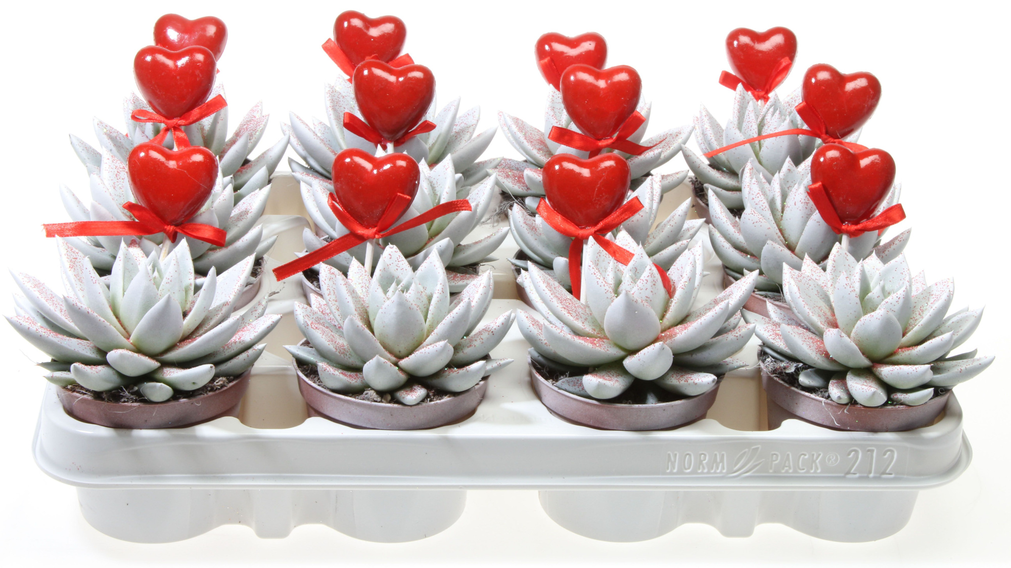 Miranda wit rode glitter + hartje, D 8,5 cm