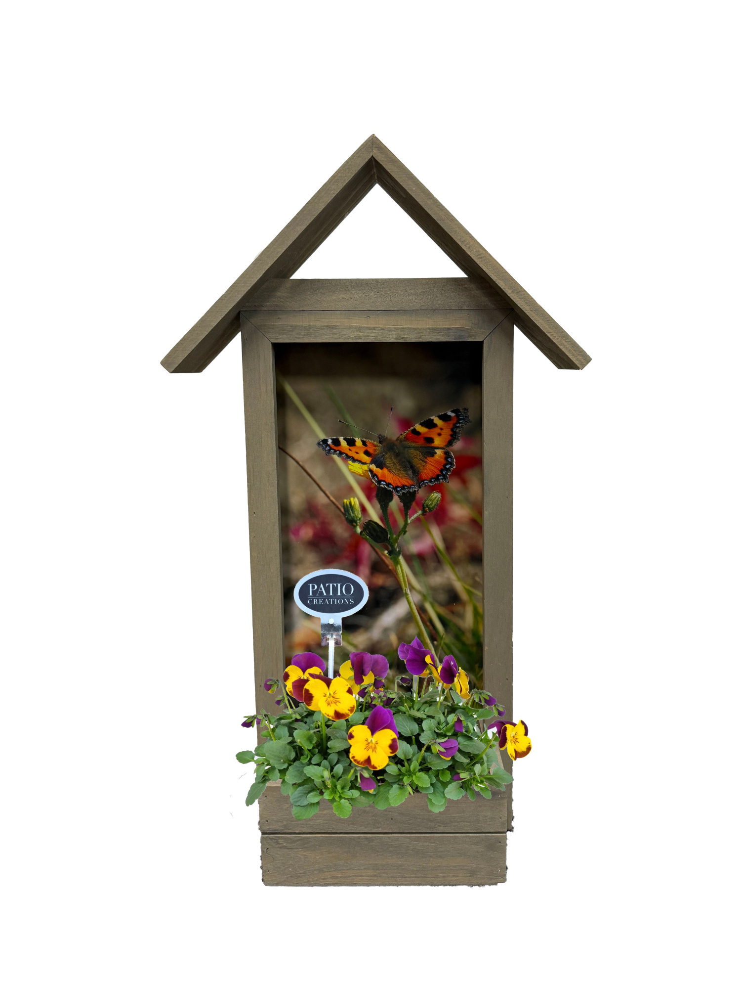 V804B-9001 Viola plantenbak schilderij vlinder, D 24 cm