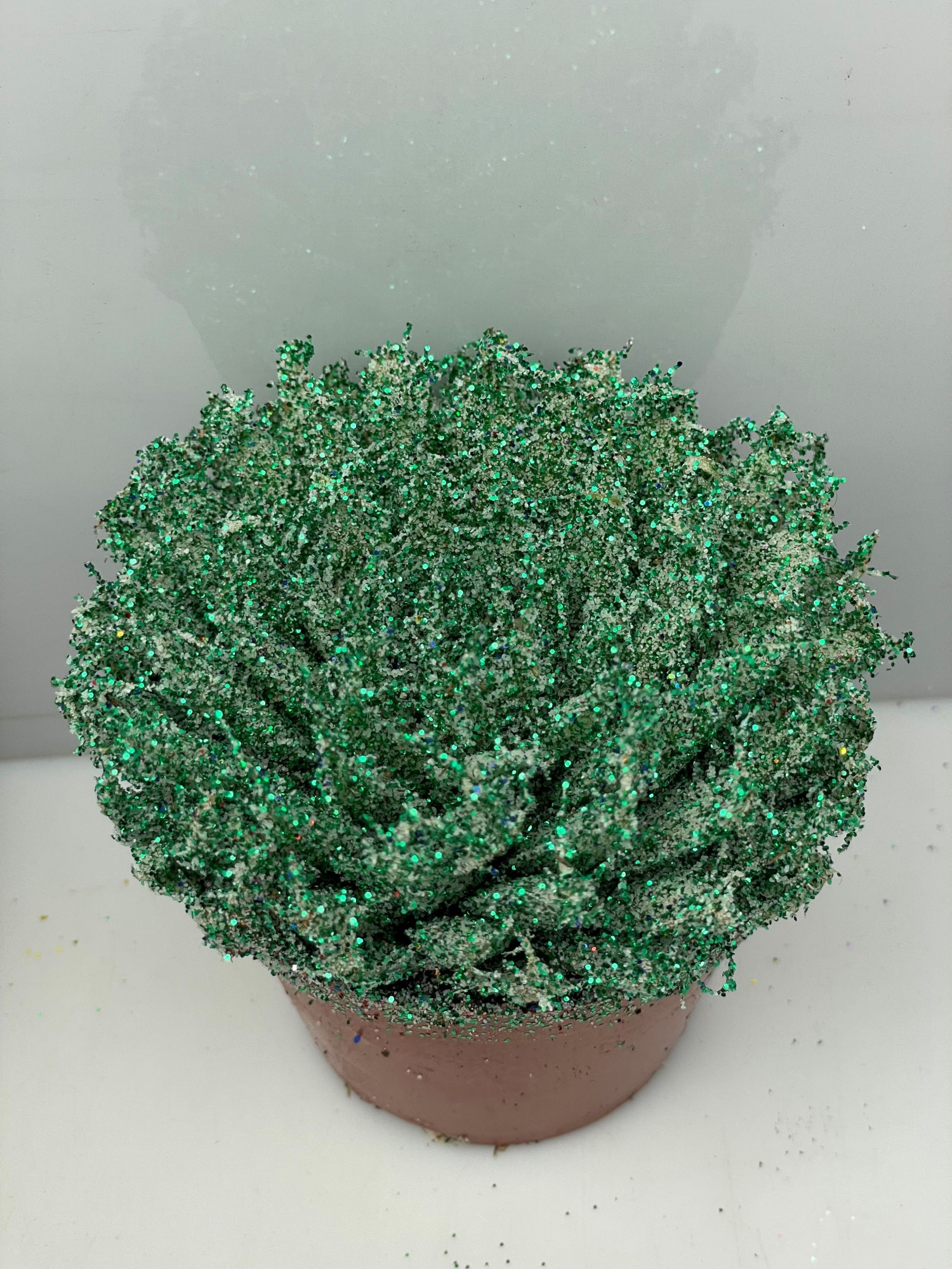 454 Kerstster BIO Twinkle glitter groen 8,5 cm, D 8,5 cm