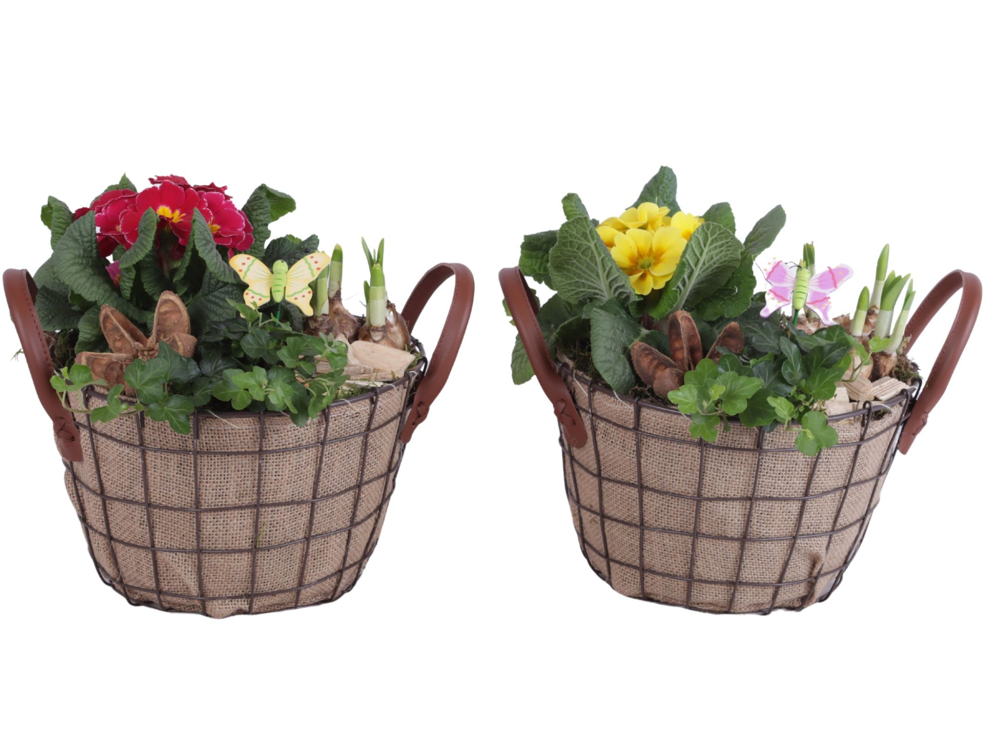 Early Spring Arr. Outdoor Metal Wire Basket Jute Ø24cm 3PP, D 24